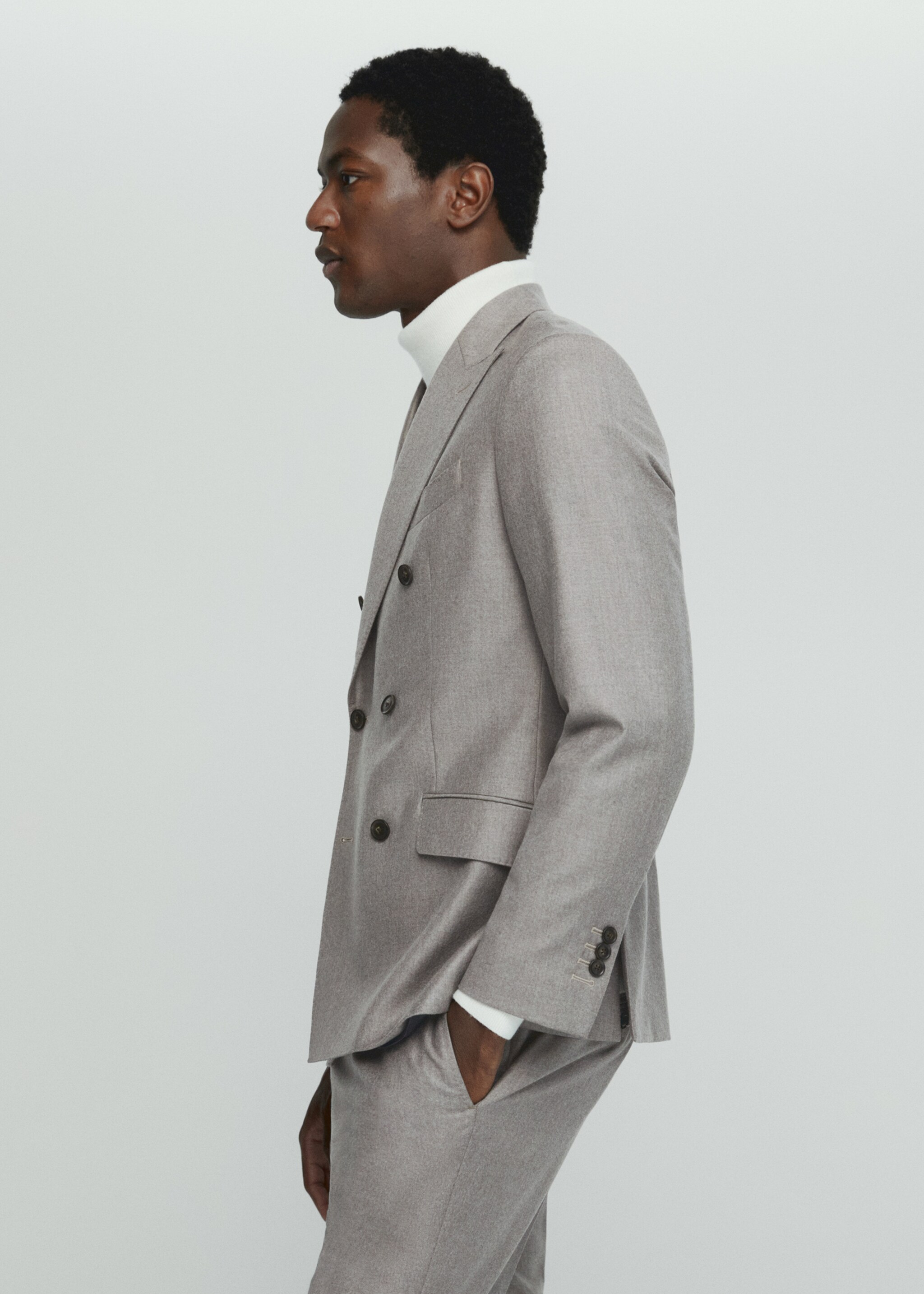 Virgin wool double-breasted suit jacket - Details of the article 2