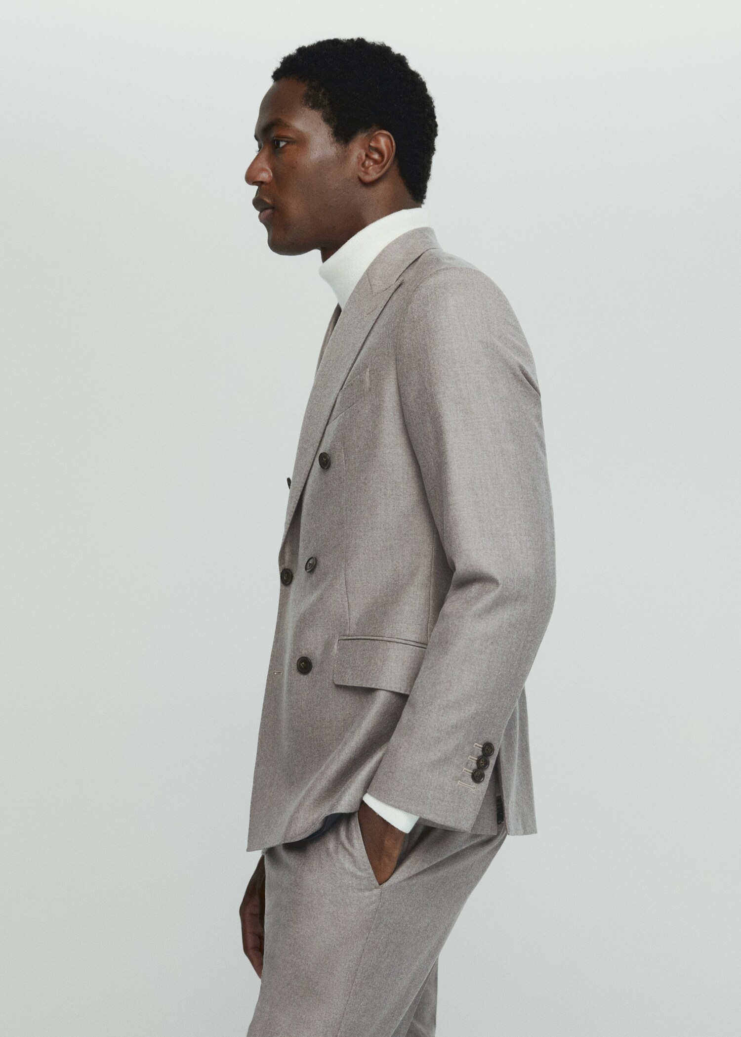 Virgin wool double-breasted suit jacket - Details of the article 2