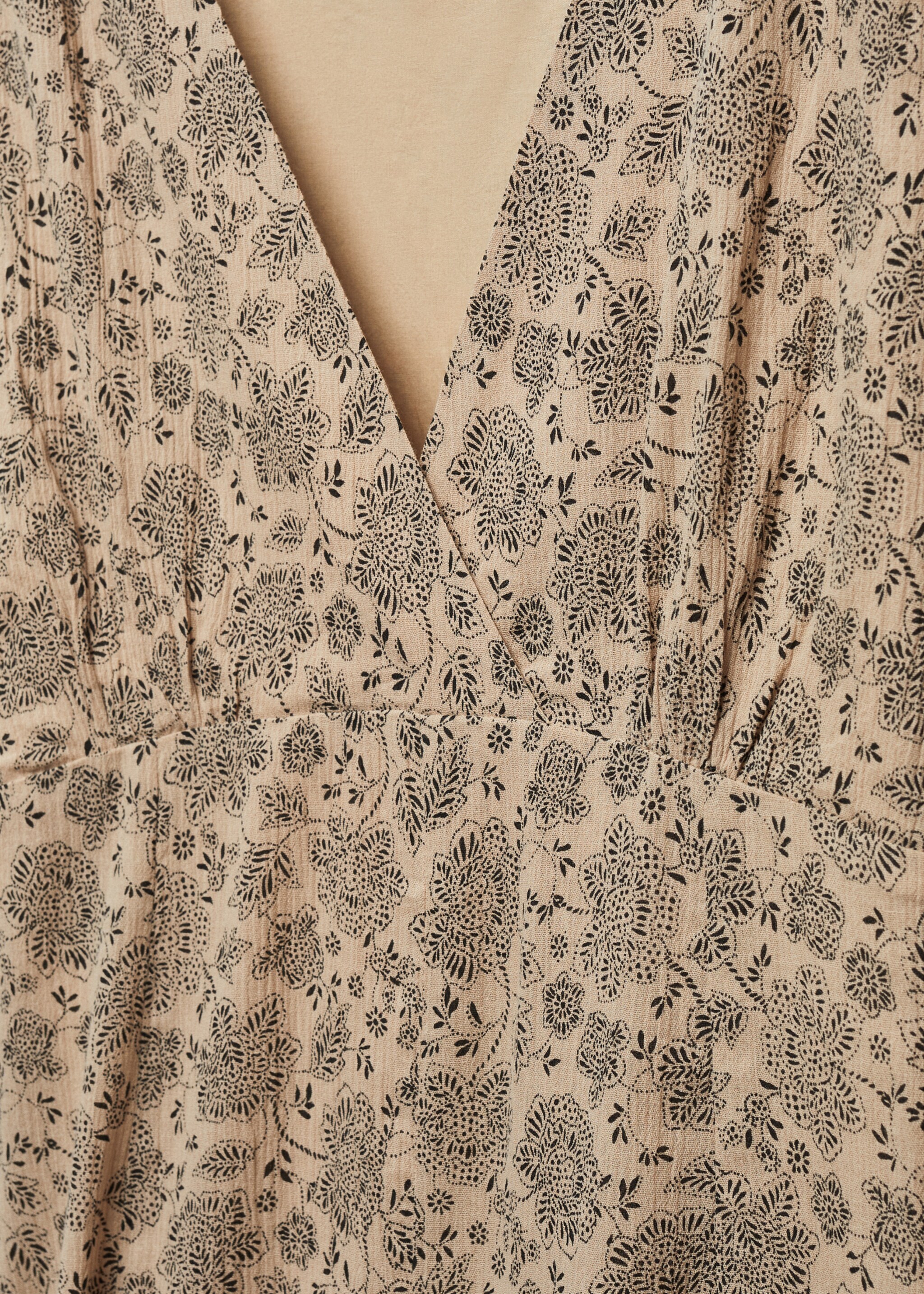Printed cotton dress - Details of the article 8, Beige. Ref: 57037900-00.