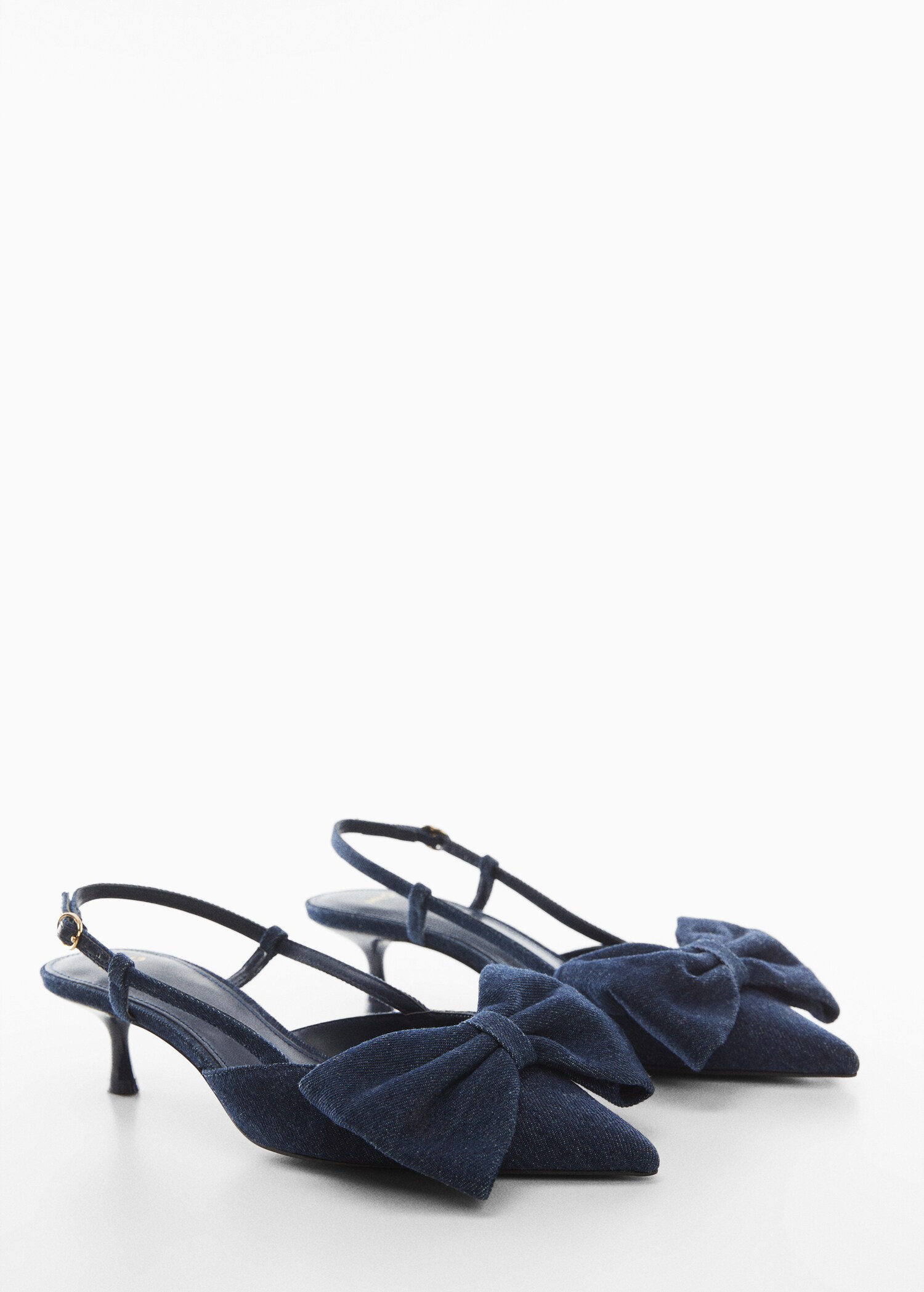 Bow-heeled denim shoes - Medium plane