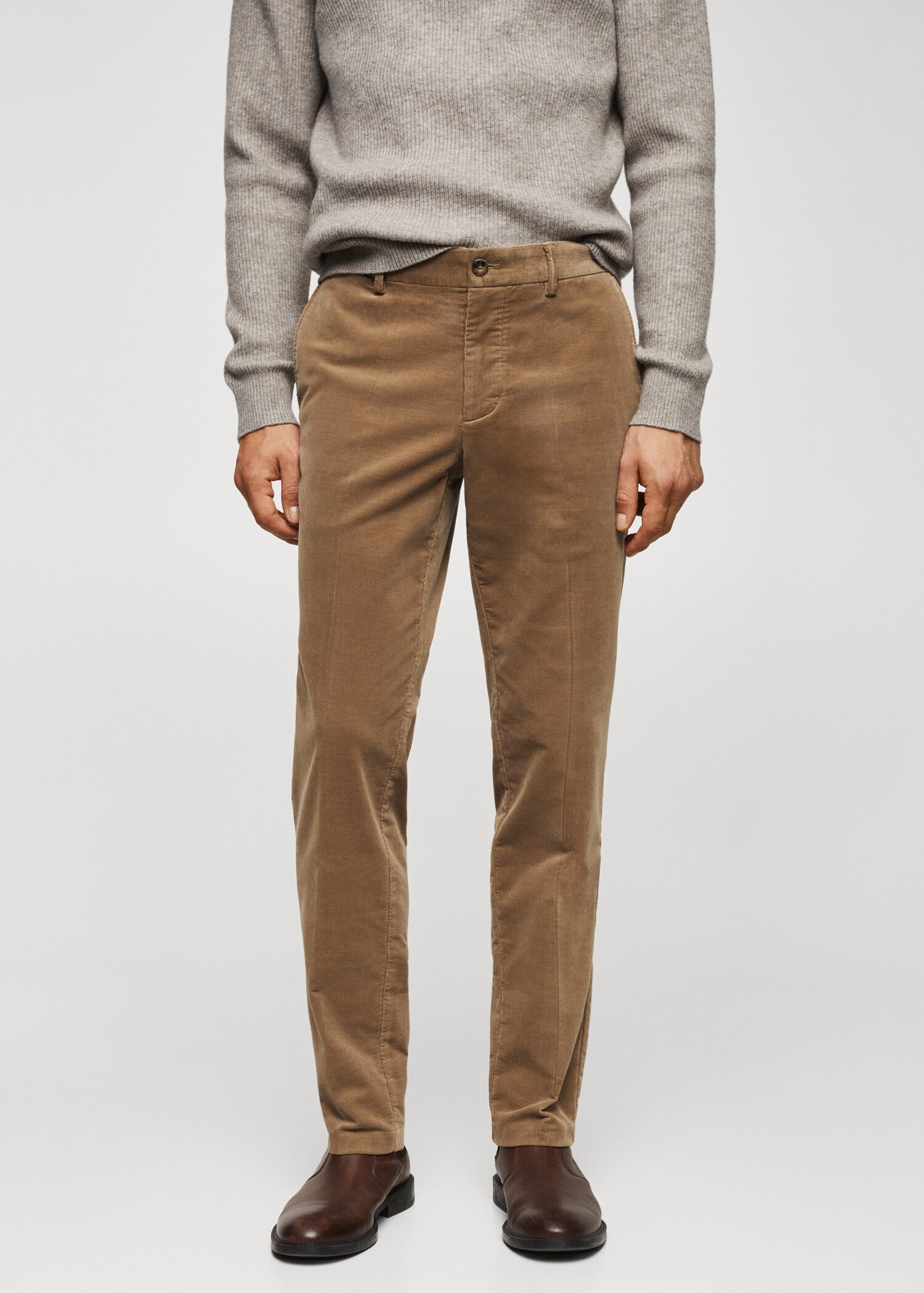 Slim-fit micro-corduroy trousers - Medium plane