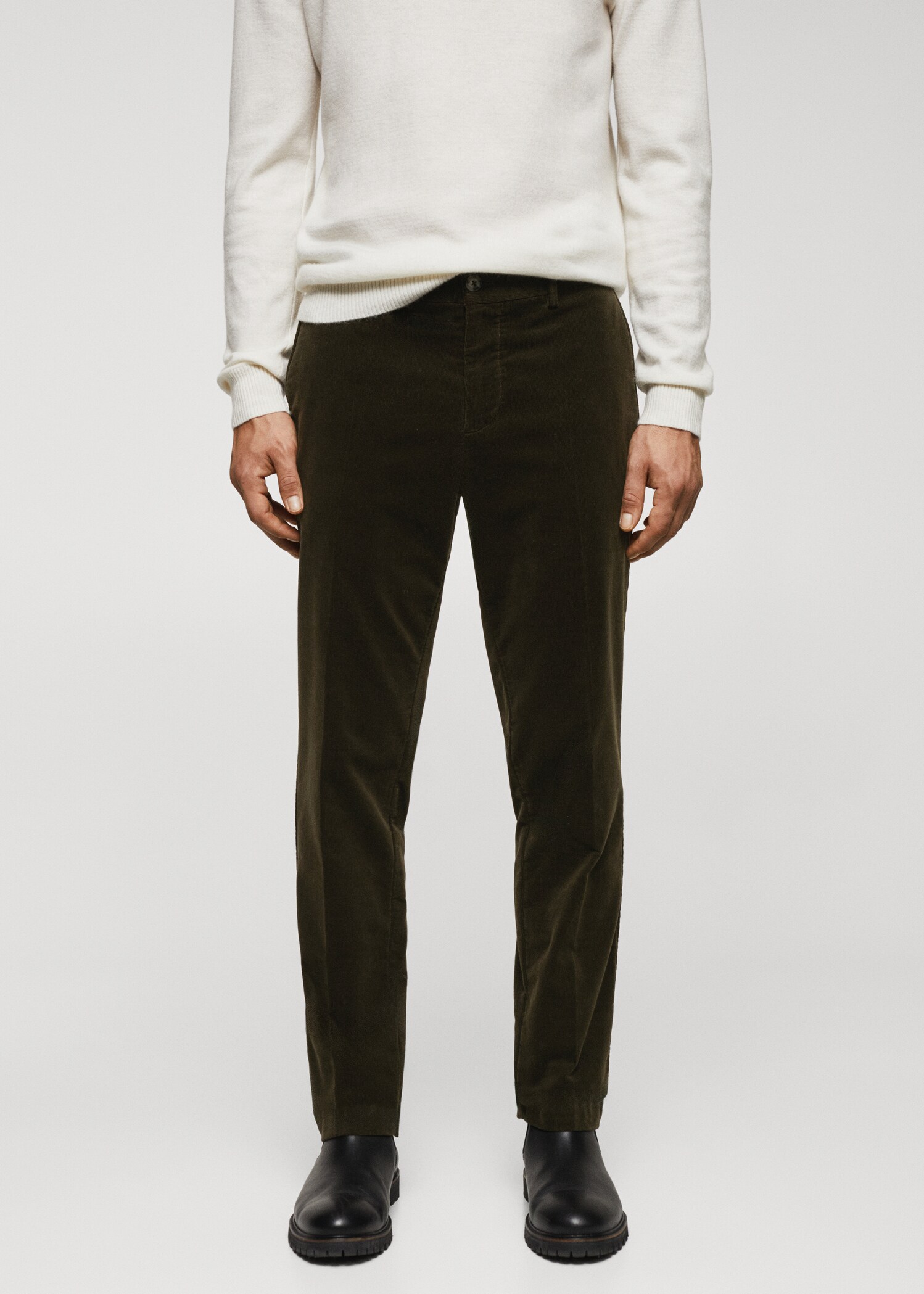Slim-fit micro-corduroy trousers - Medium plane