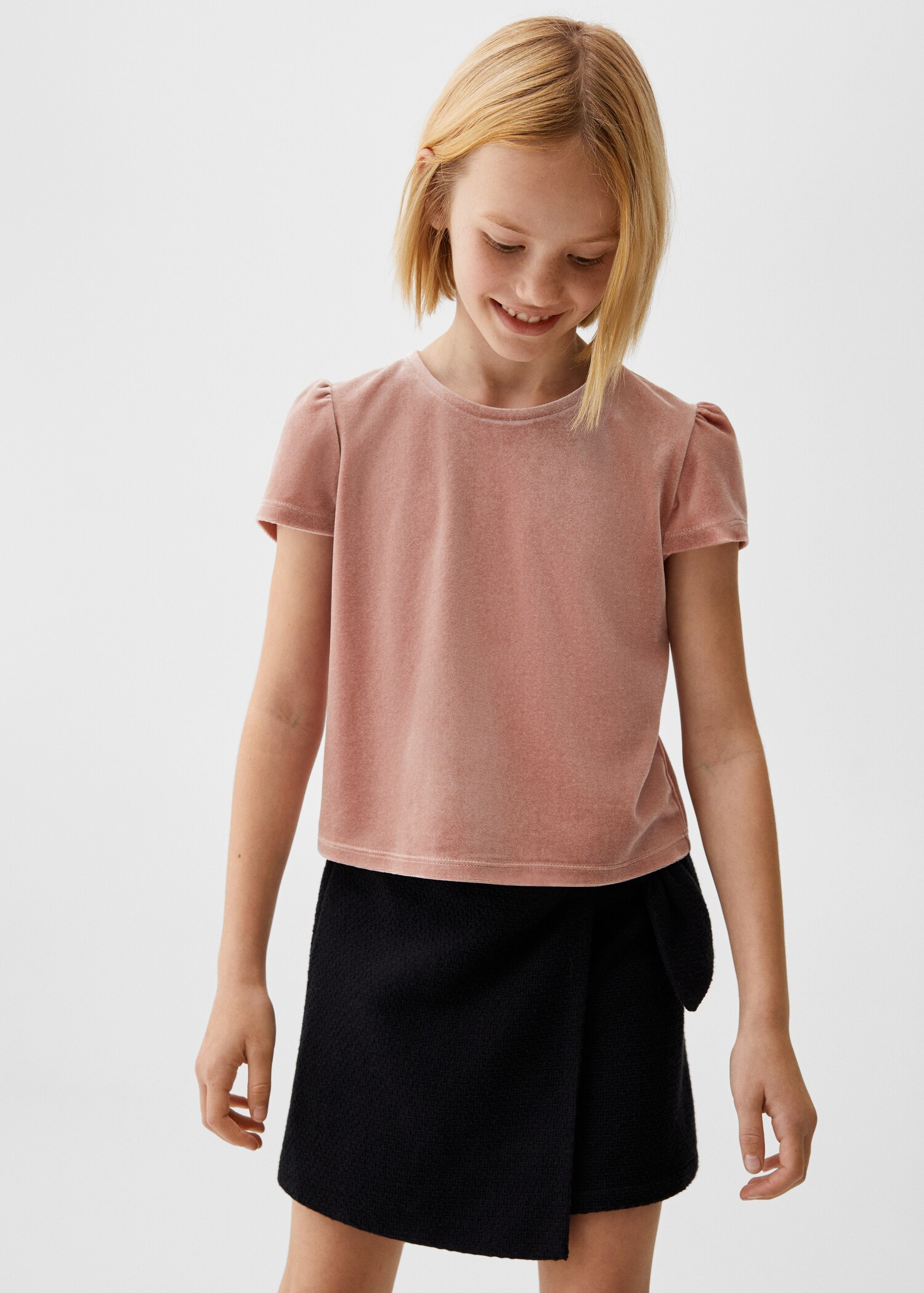 Puffed sleeves velvet T-shirt - Medium plane