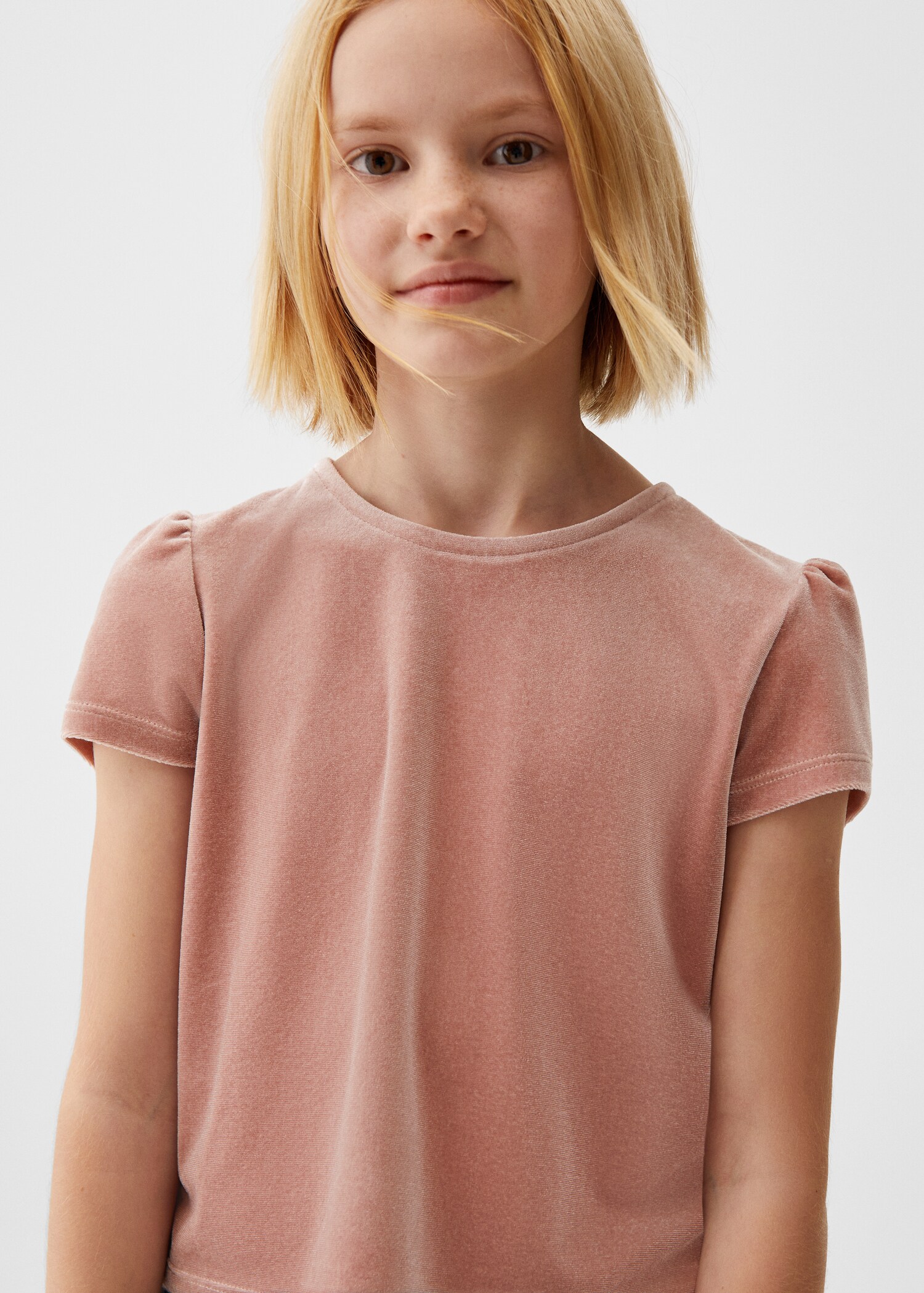 Puffed sleeves velvet T-shirt - Details of the article 1