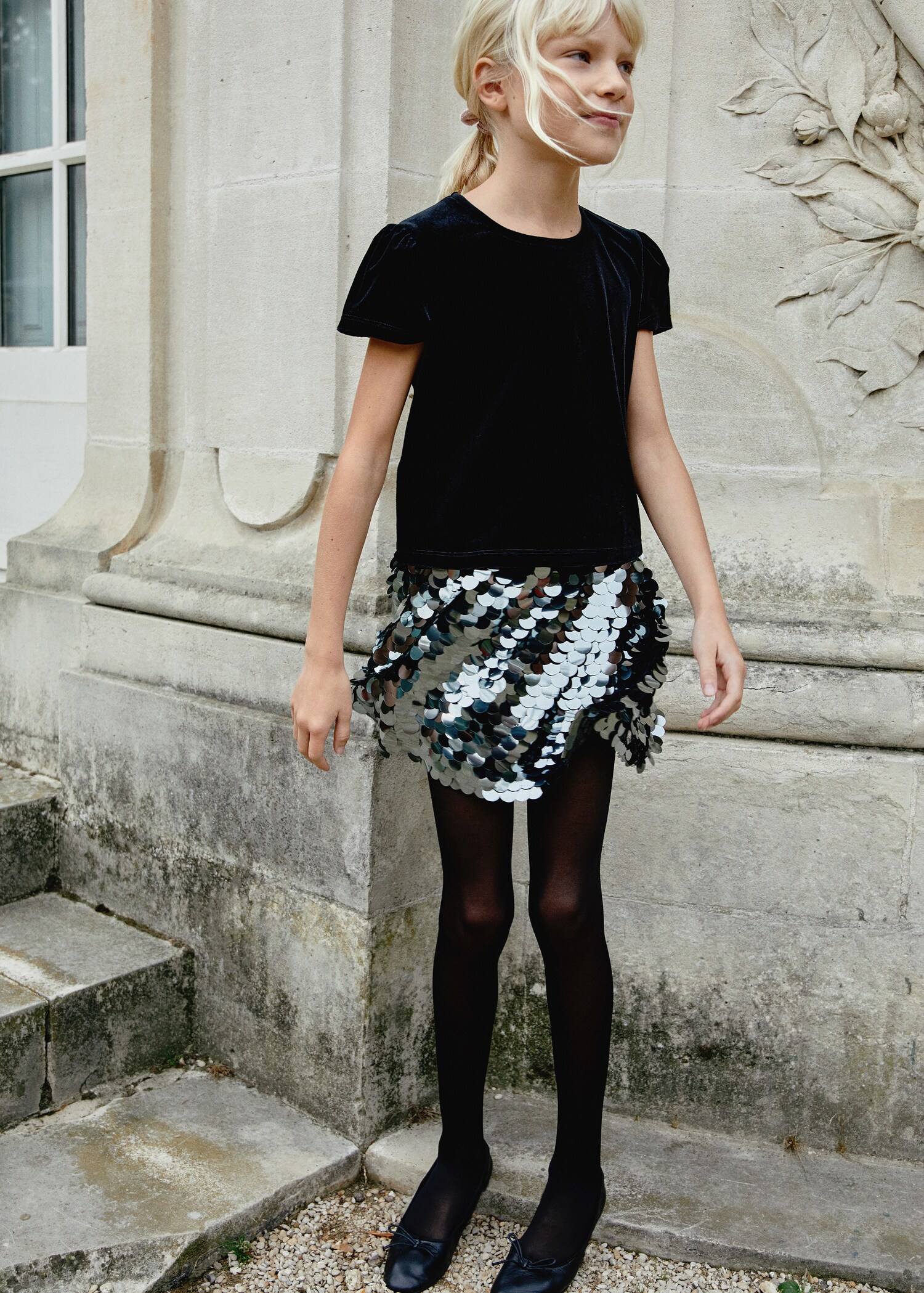 Puffed sleeves velvet T-shirt - Details of the article 5