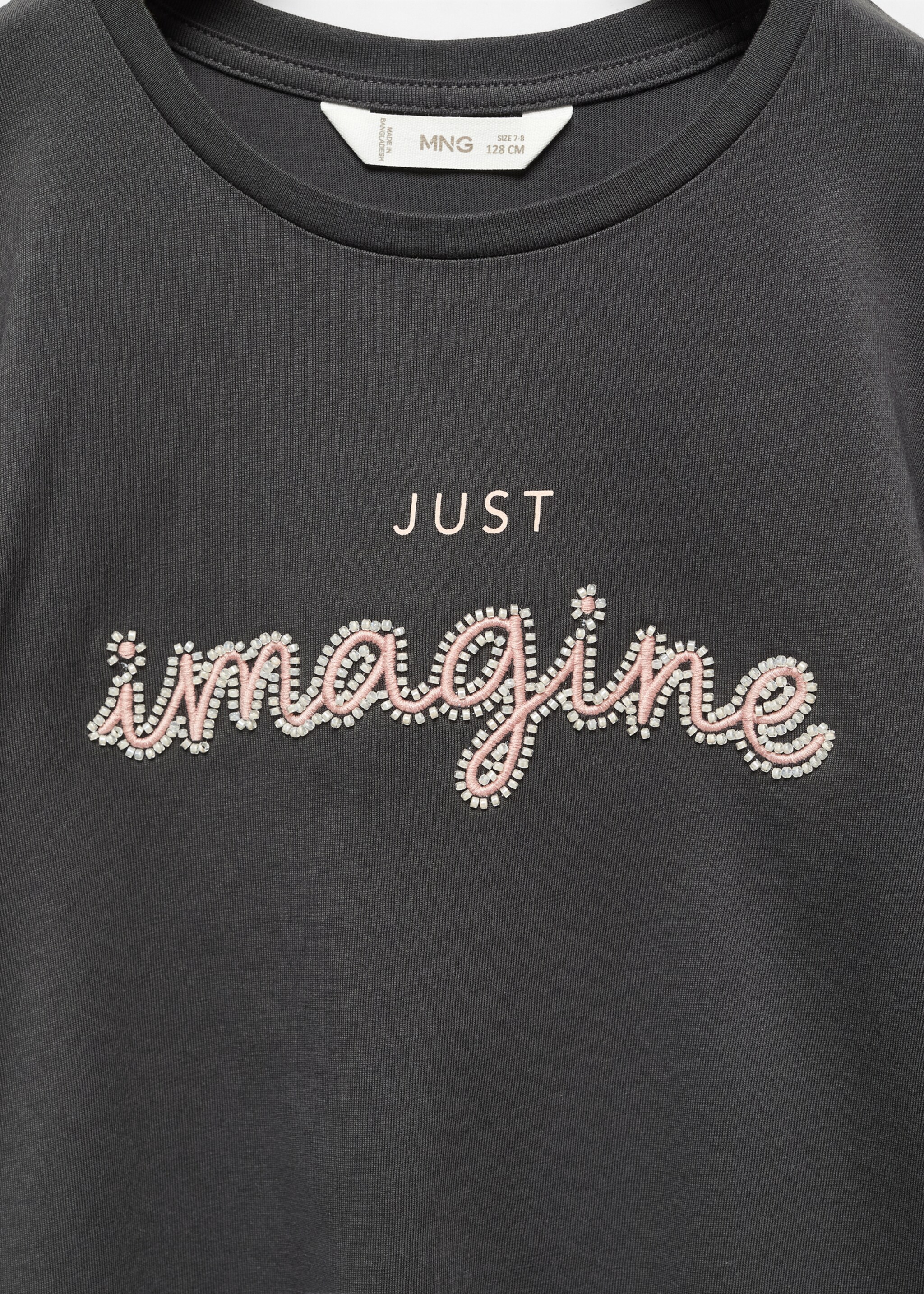 Long-sleeved t-shirt with message - Details of the article 8, Charcoal. Ref: 57039091-00.