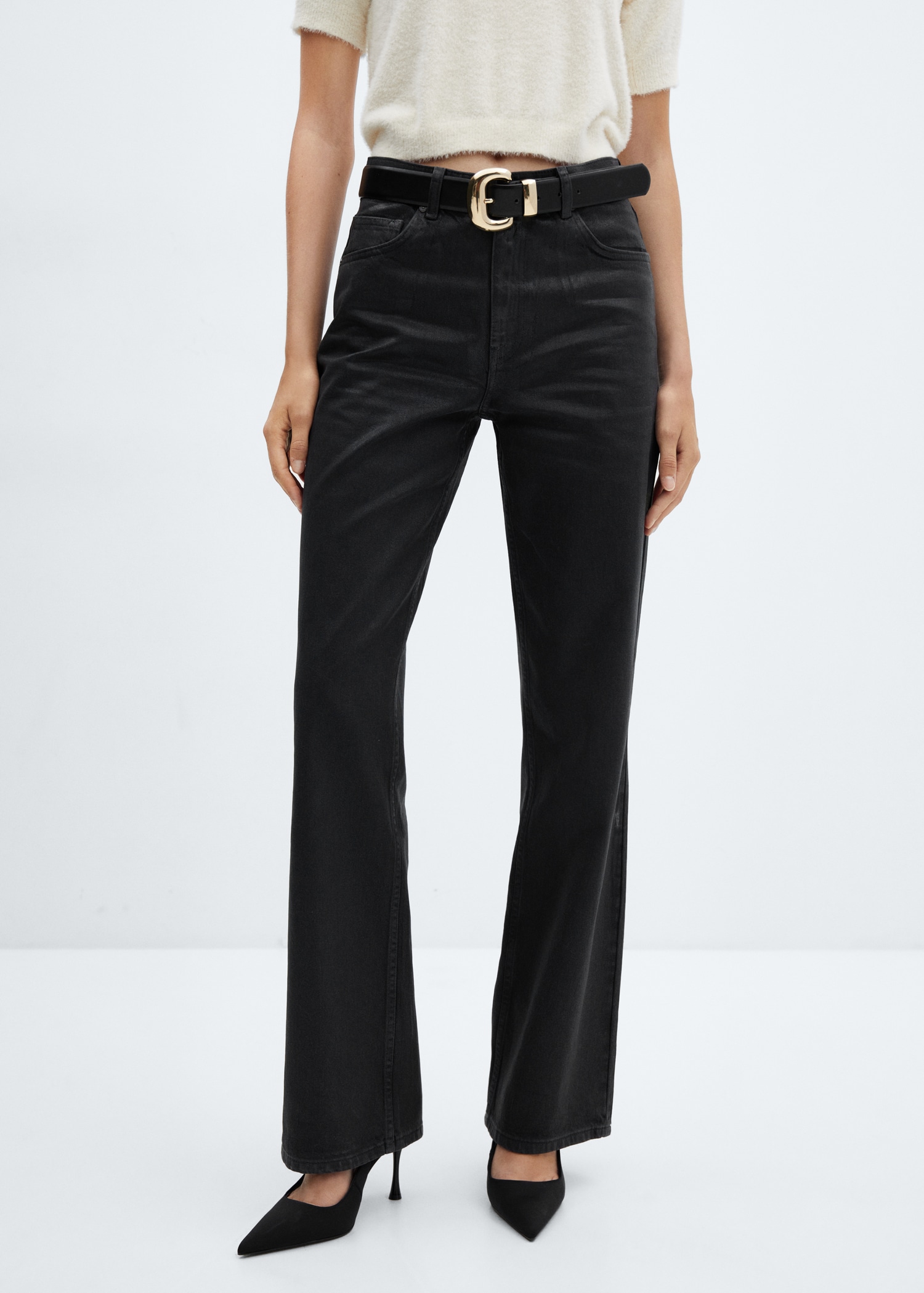 Jeans rectos efecto brillo - Plano medio