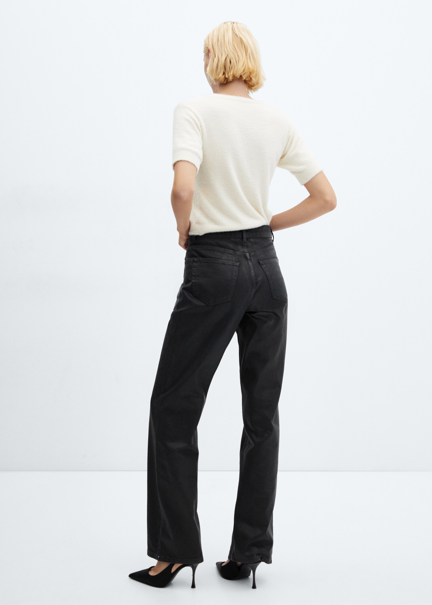 Jeans rectos efecto brillo - Reverso del artículo