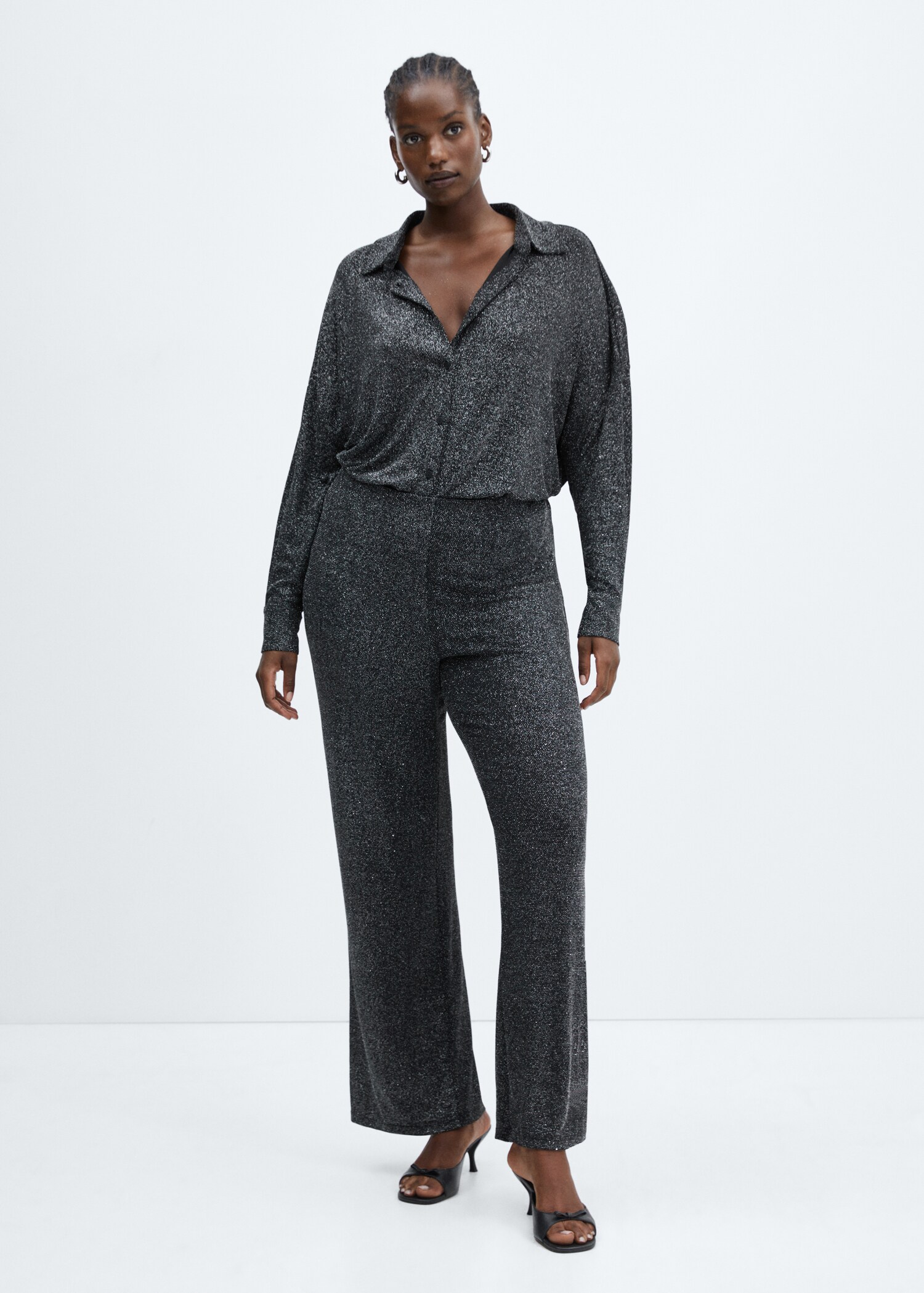 High-waisted glitter trousers - Details of the article 3