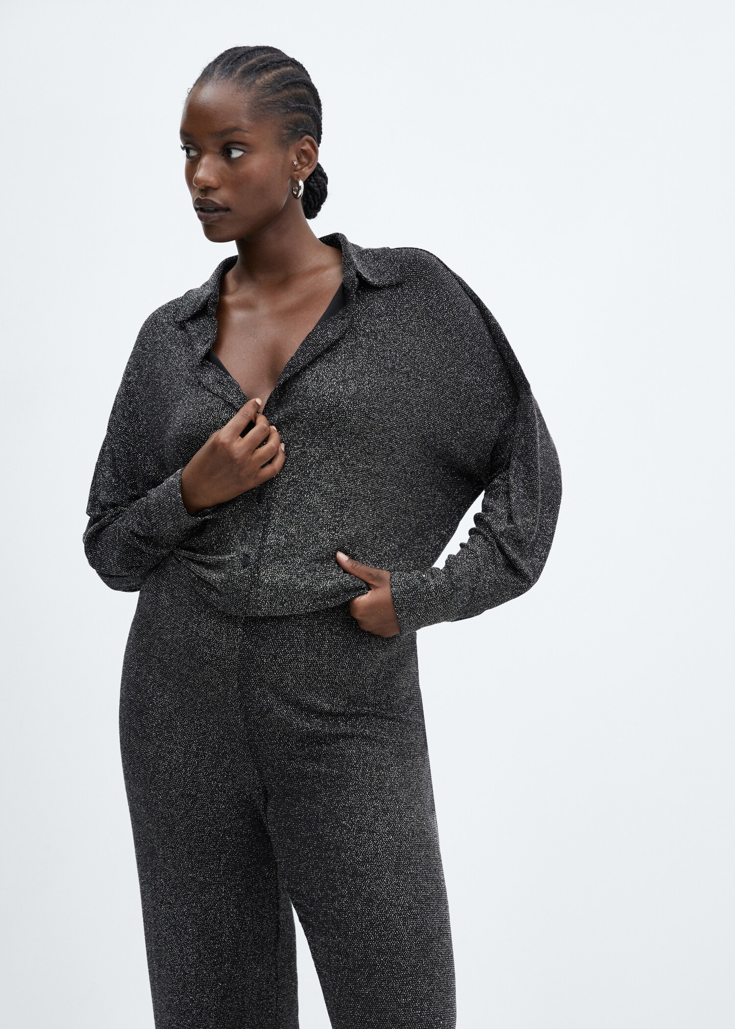 High-waisted glitter trousers - Details of the article 5