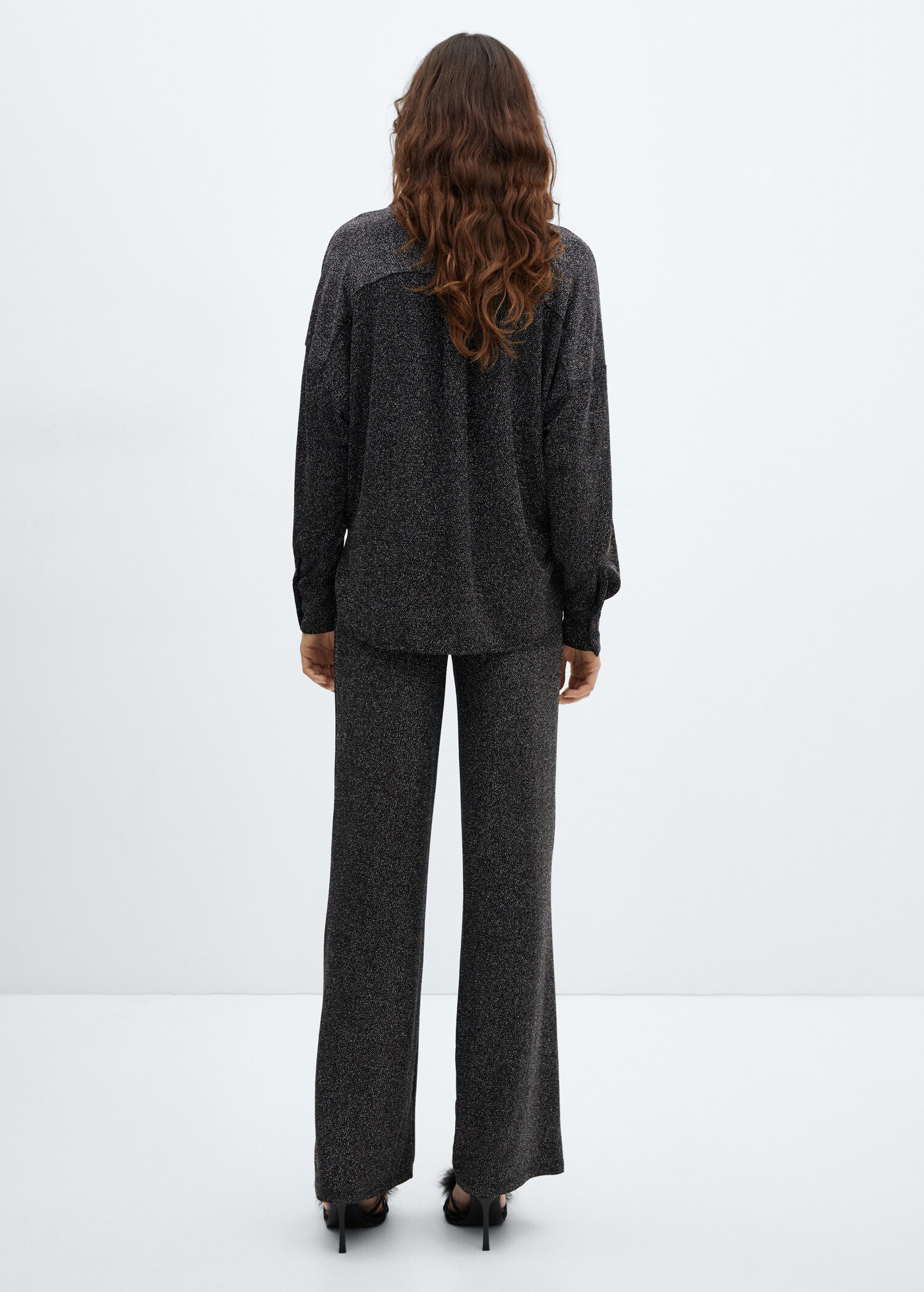 High-waisted glitter trousers - Reverse of the article