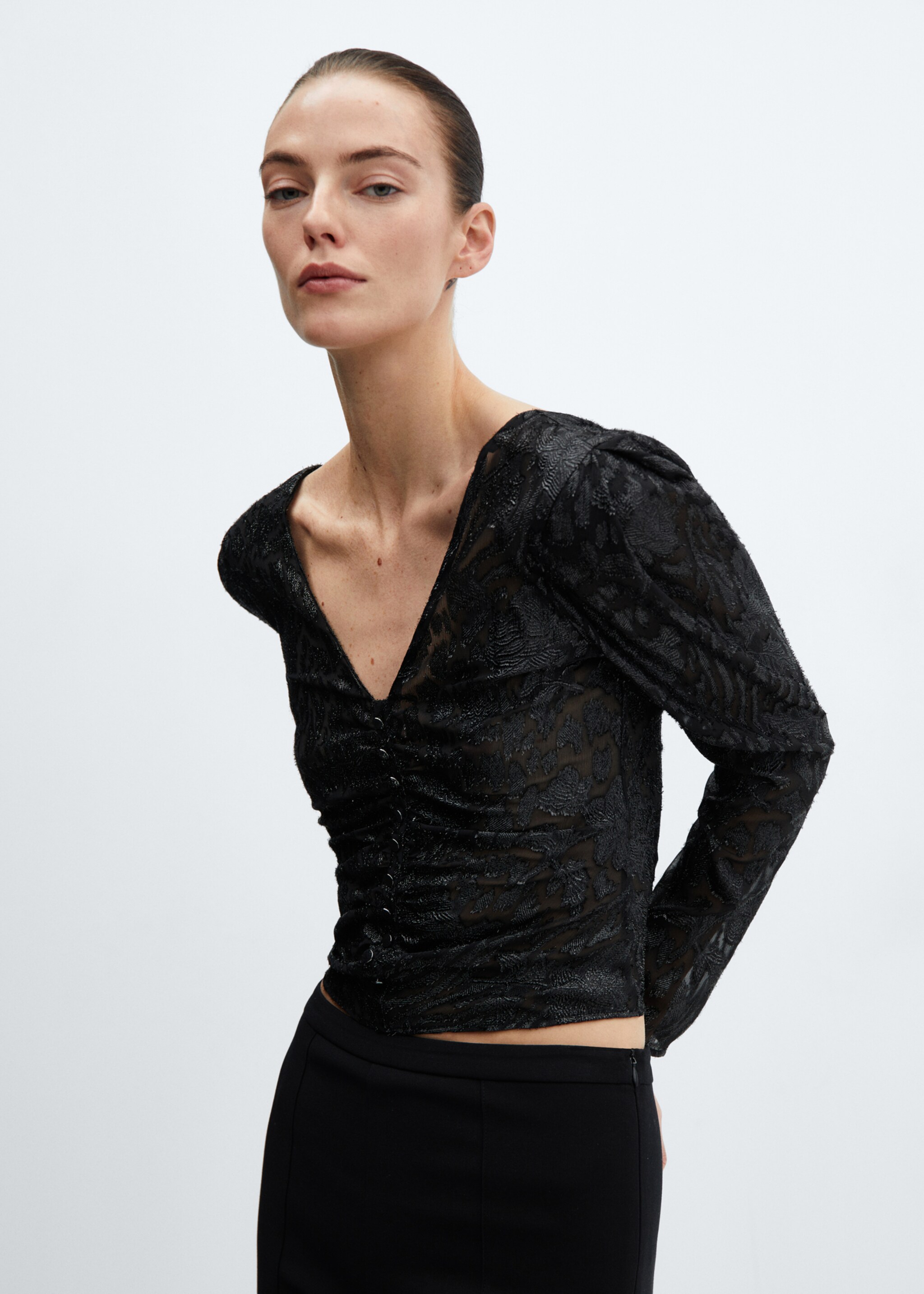 Bluza od žakarda s lureksom - Prikaz srednjeg dijela