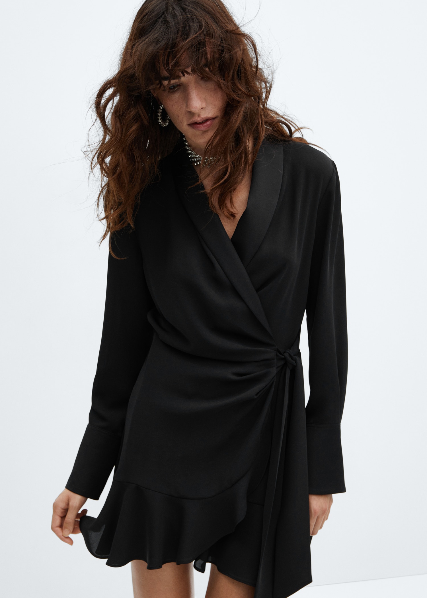 Wrap dress with lapels Women MANGO OUTLET USA1