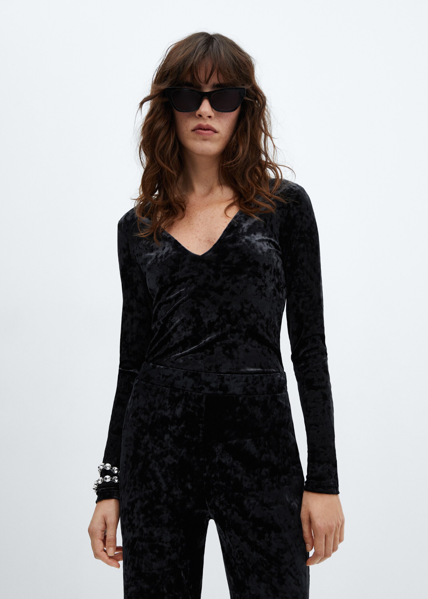 Straight velvet trousers - Details of the article 1