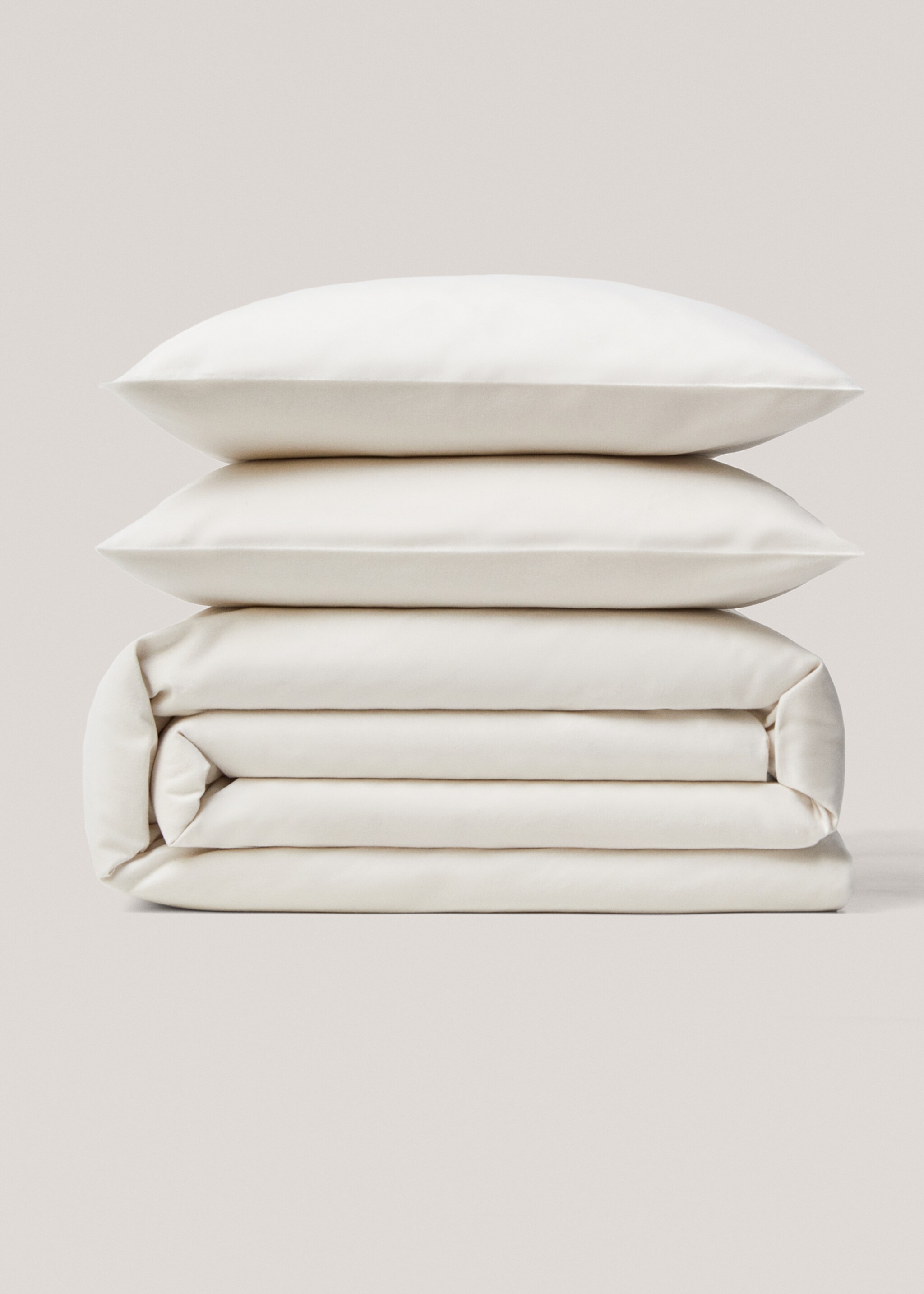 Einfarbiger Bettbezug aus Flanell für 150/160 cm Bett - Artikel ohne Model, Beige. Ref: 57039220-00.