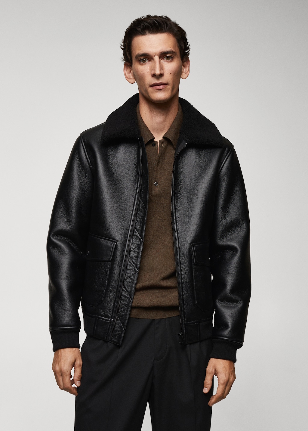 Shearling lined leather jacket mens on sale