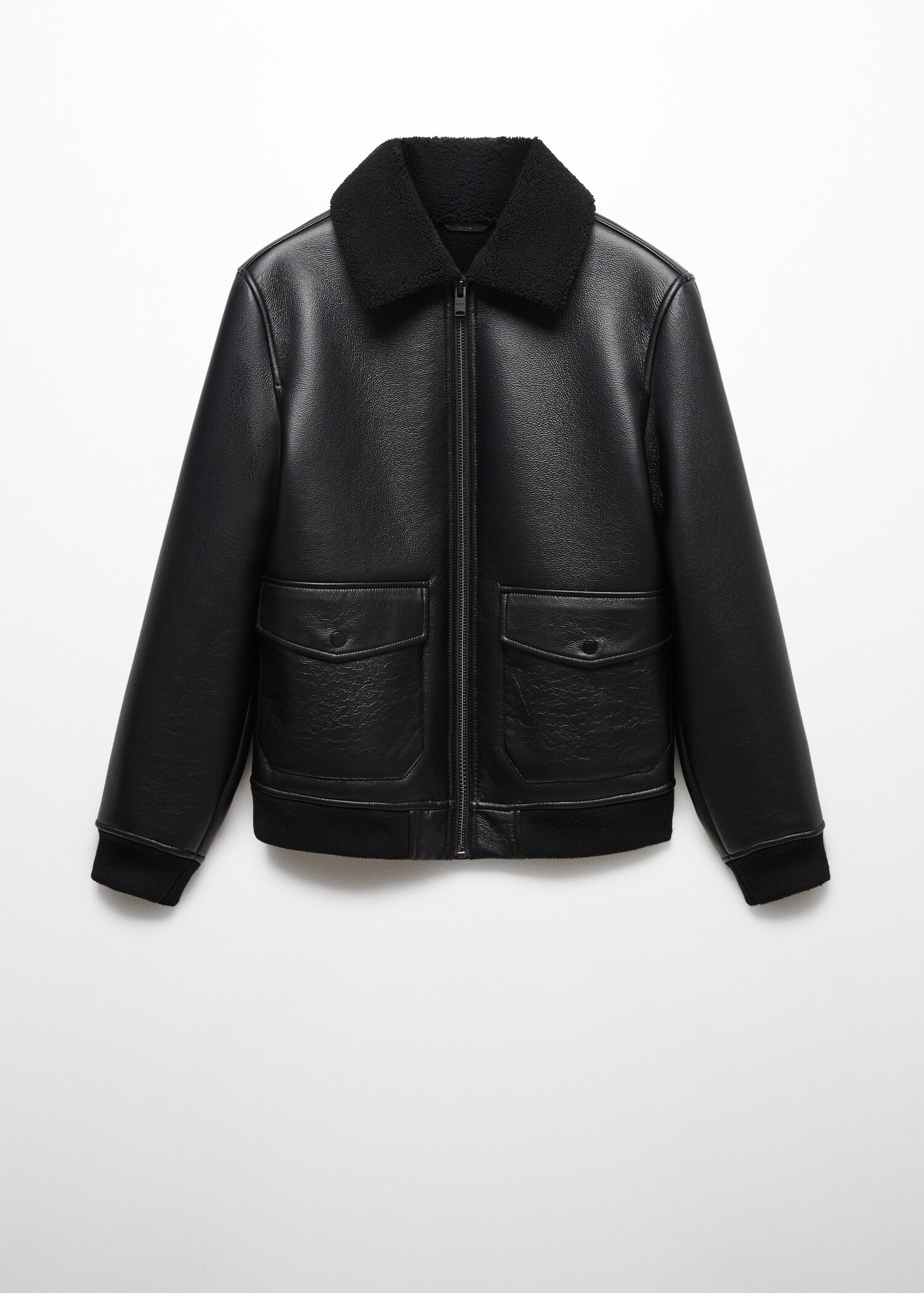 Shearling-lined leather-effect jacket - Article without model