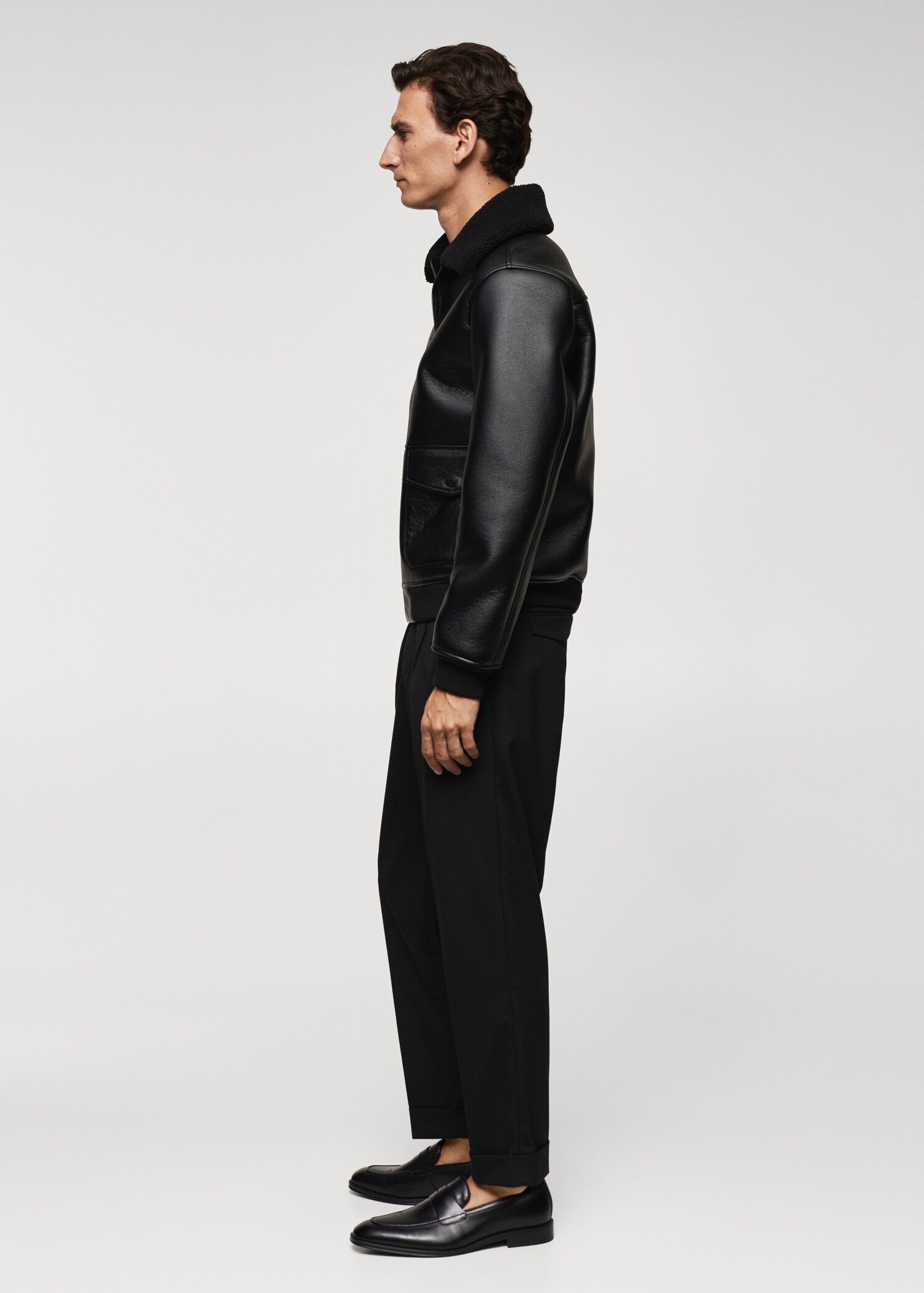 Shearling-lined leather-effect jacket - Details of the article 2