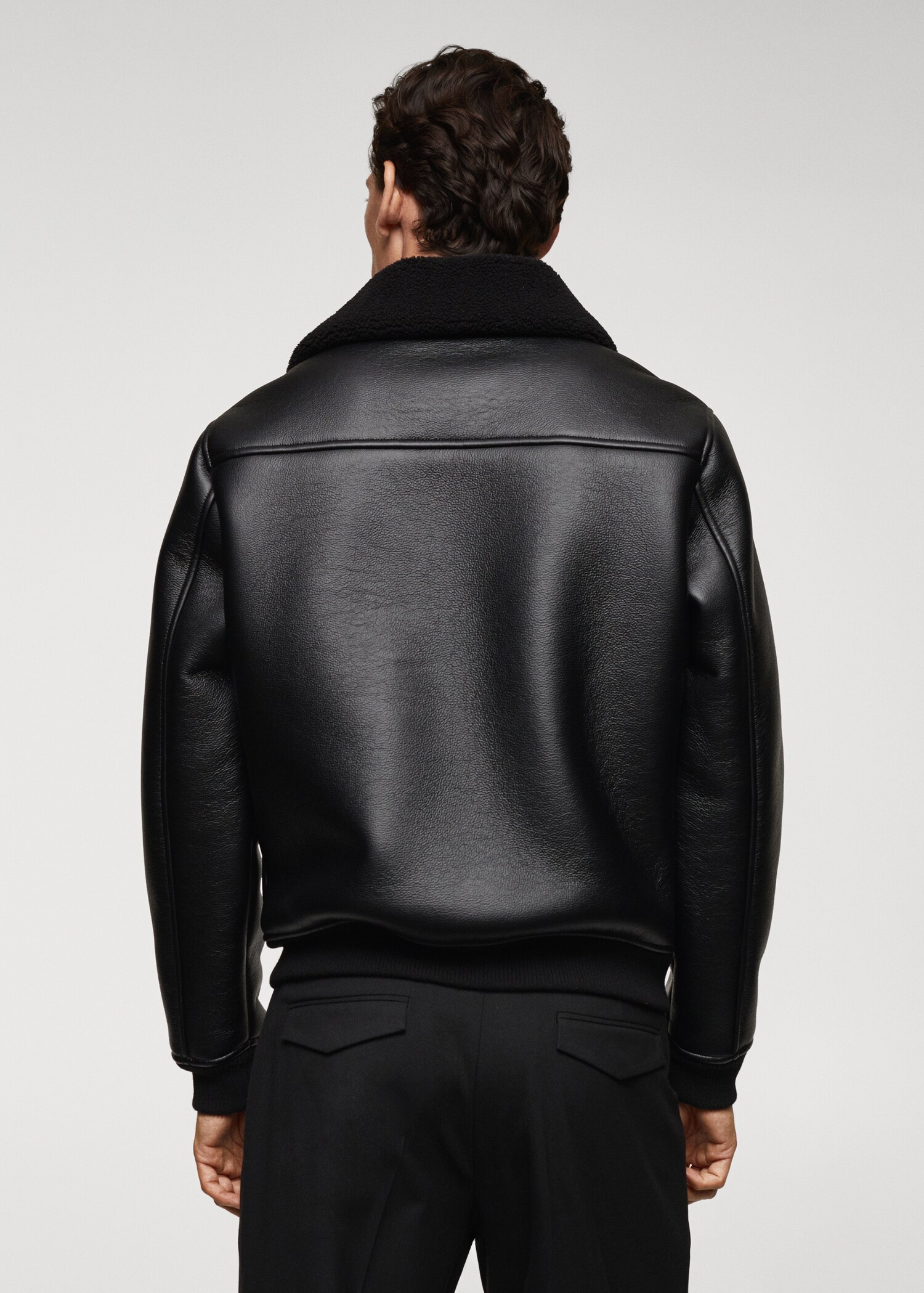 Shearling-lined leather-effect jacket - Reverse of the article