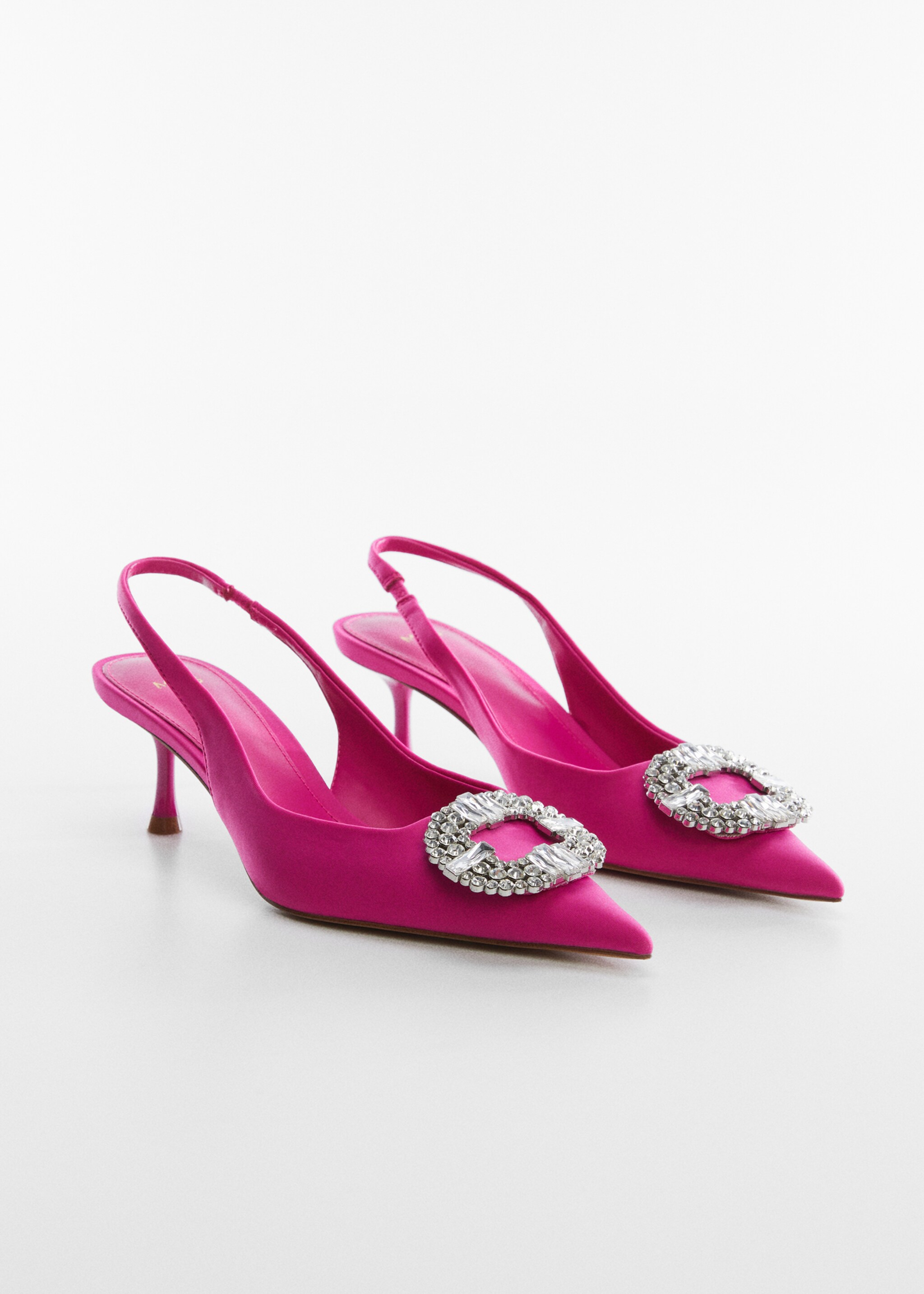 Pointed shoes with rhinestone detail - Medium plane, Fuchsia. Ref: 57040030-00.