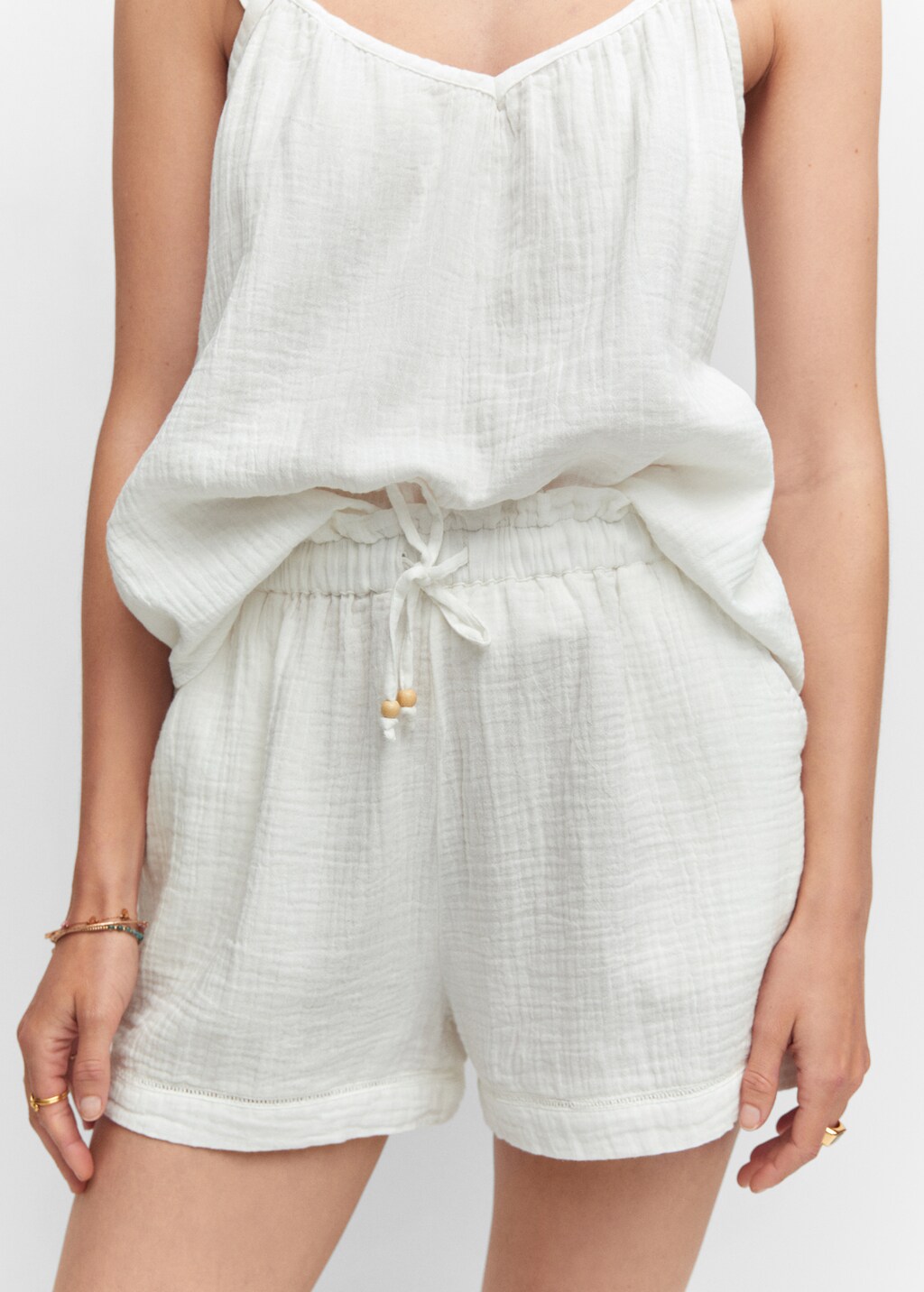 Cotton shorts with elastic waist - Women | MANGO OUTLET USA
