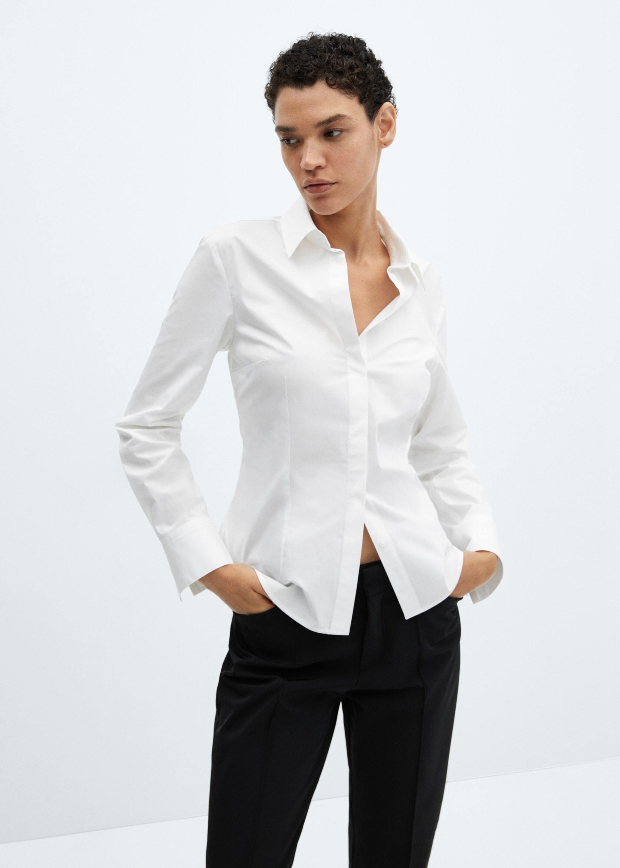 Getailleerde katoenen blouse - Middenvlak