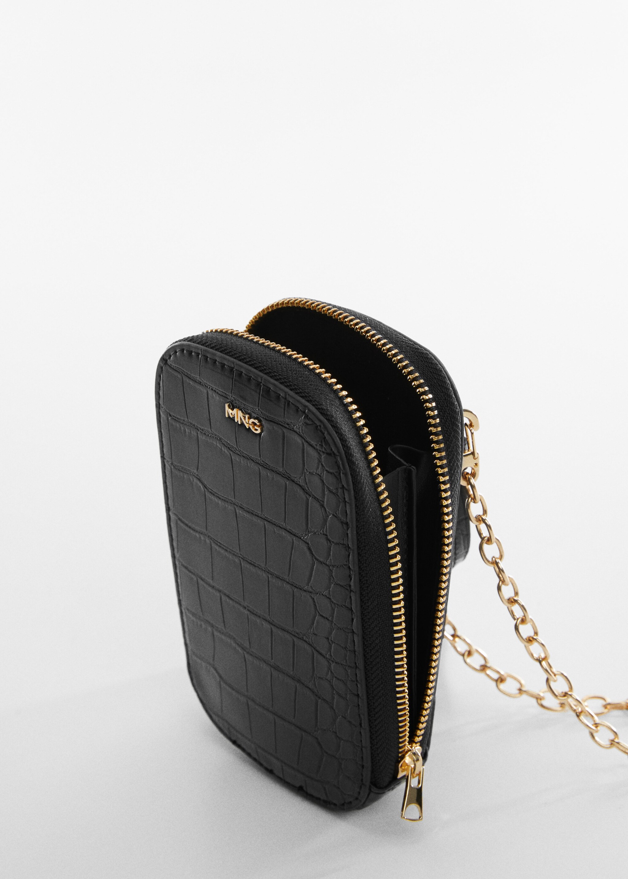 Crocodile mobile case - Details of the article 1, Black. Ref: 57040252-00.
