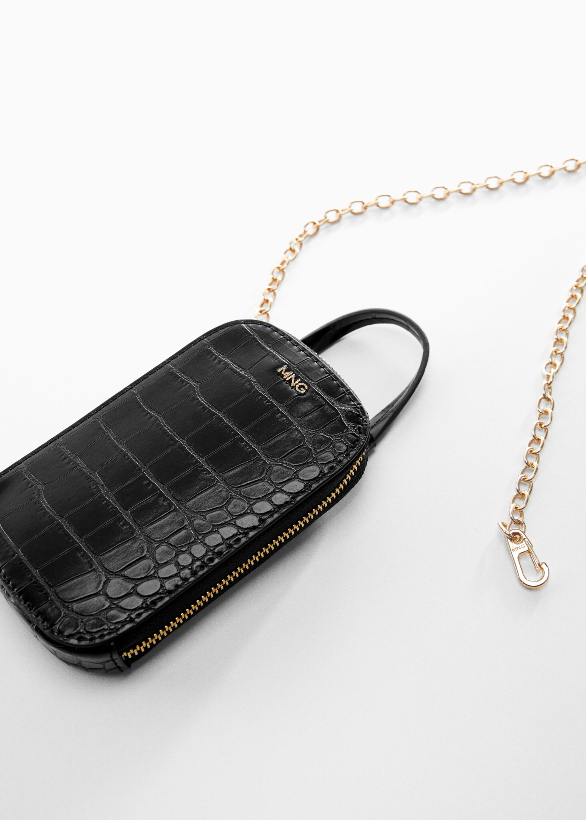 Crocodile mobile case - Details of the article 3, Black. Ref: 57040252-00.
