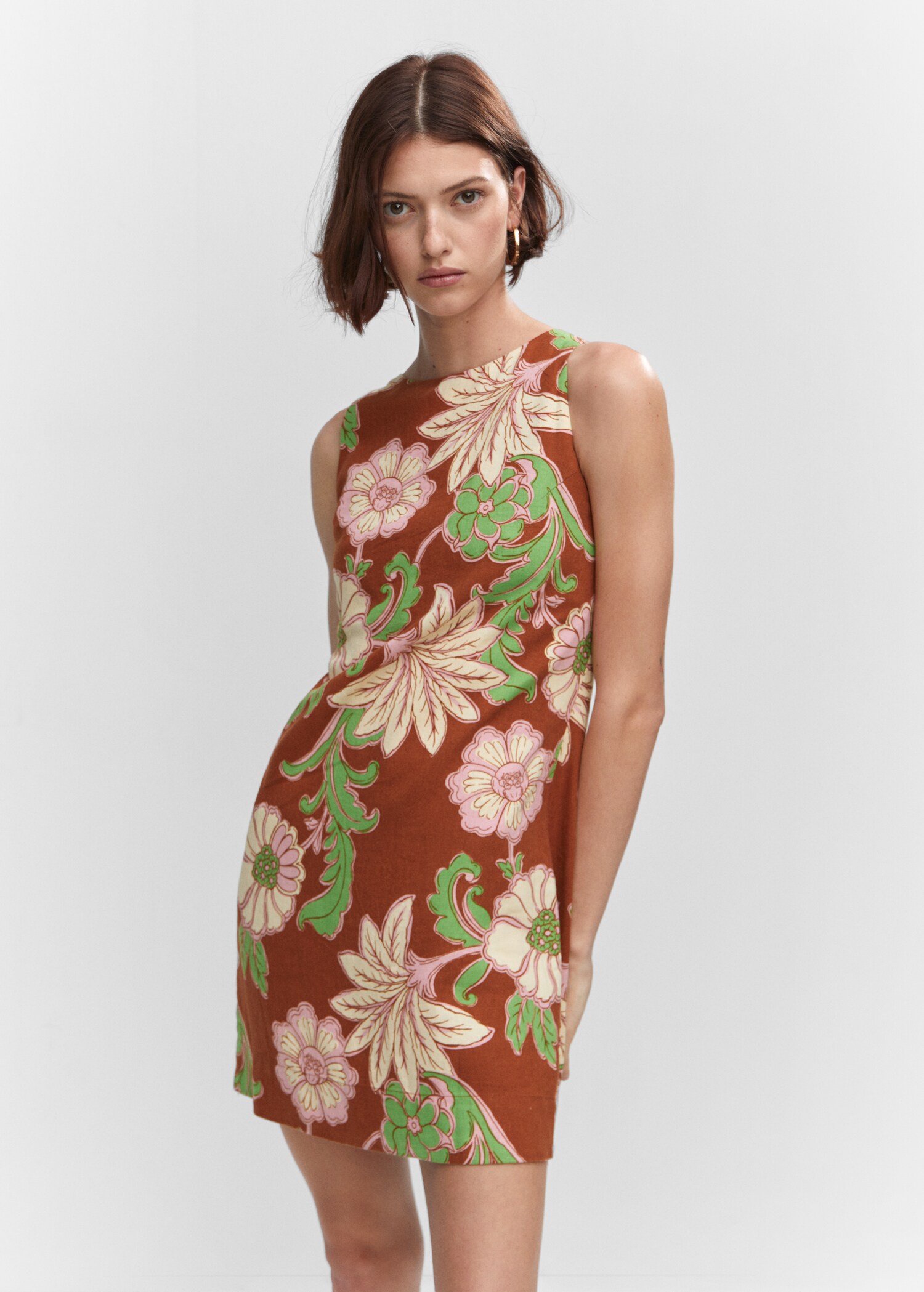 Linen dress with back opening - Medium plane