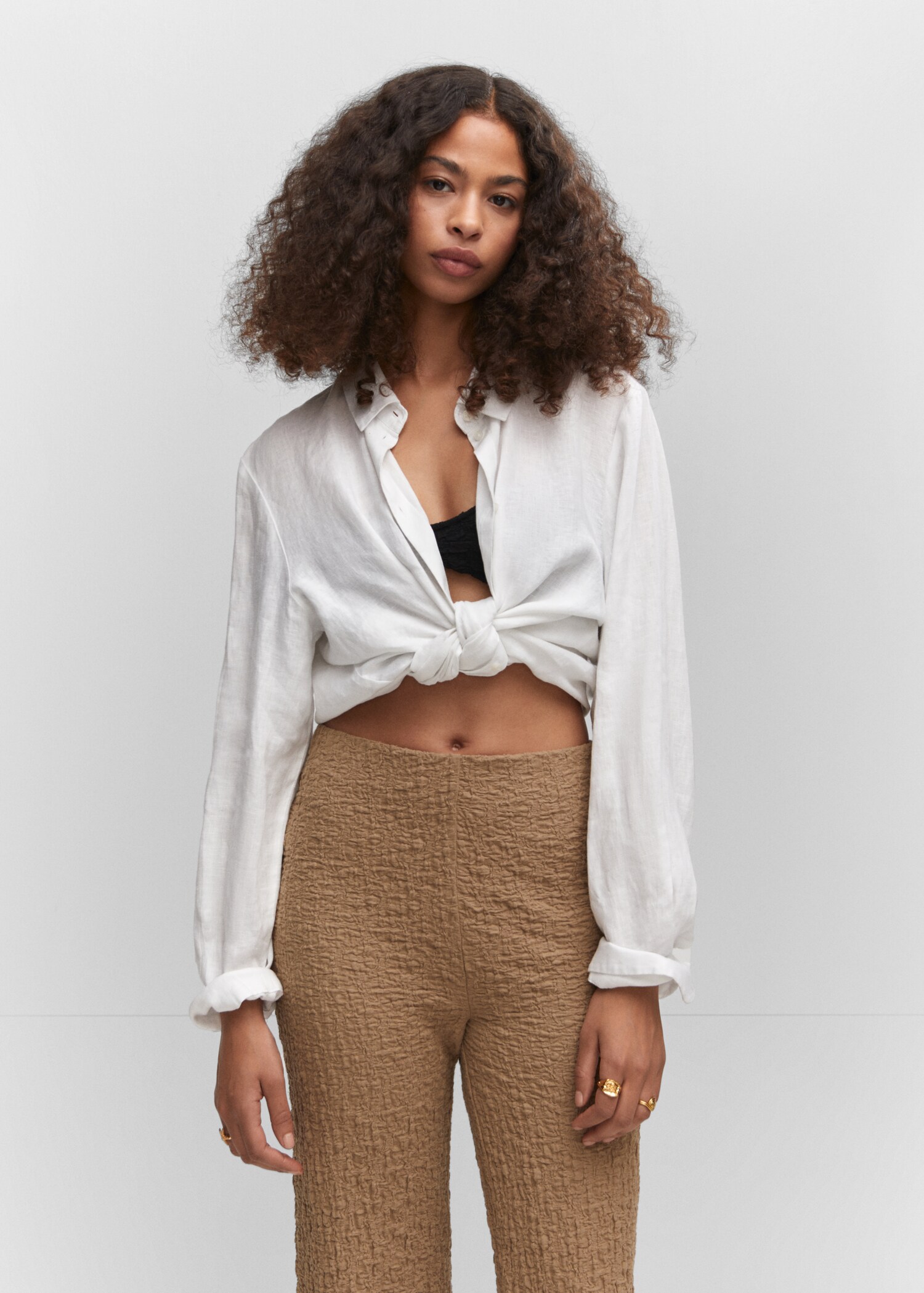 Pantaloni cu textură wide-leg - Detaliu al articolului 1