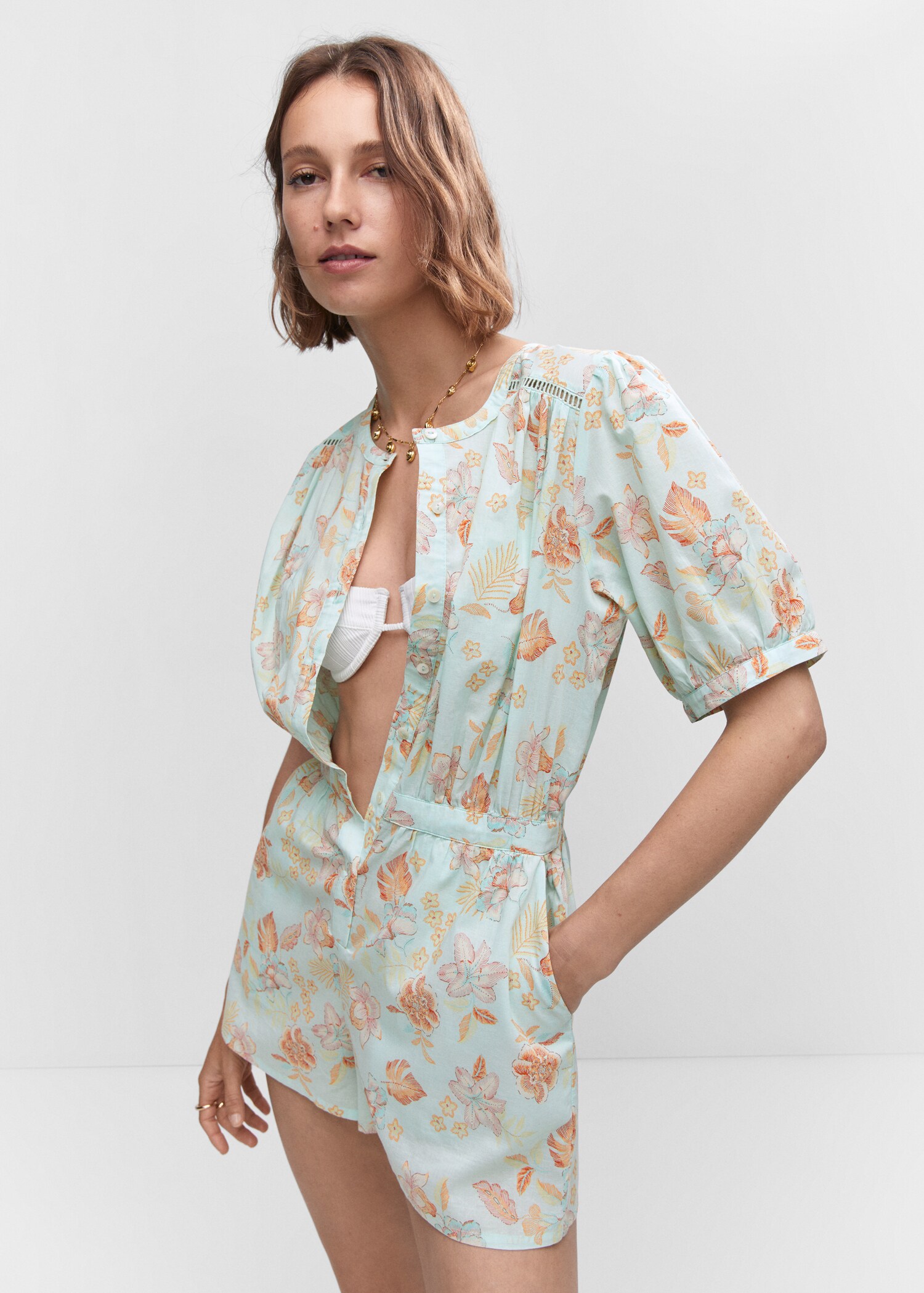 Floral short jumpsuit - Medium plane