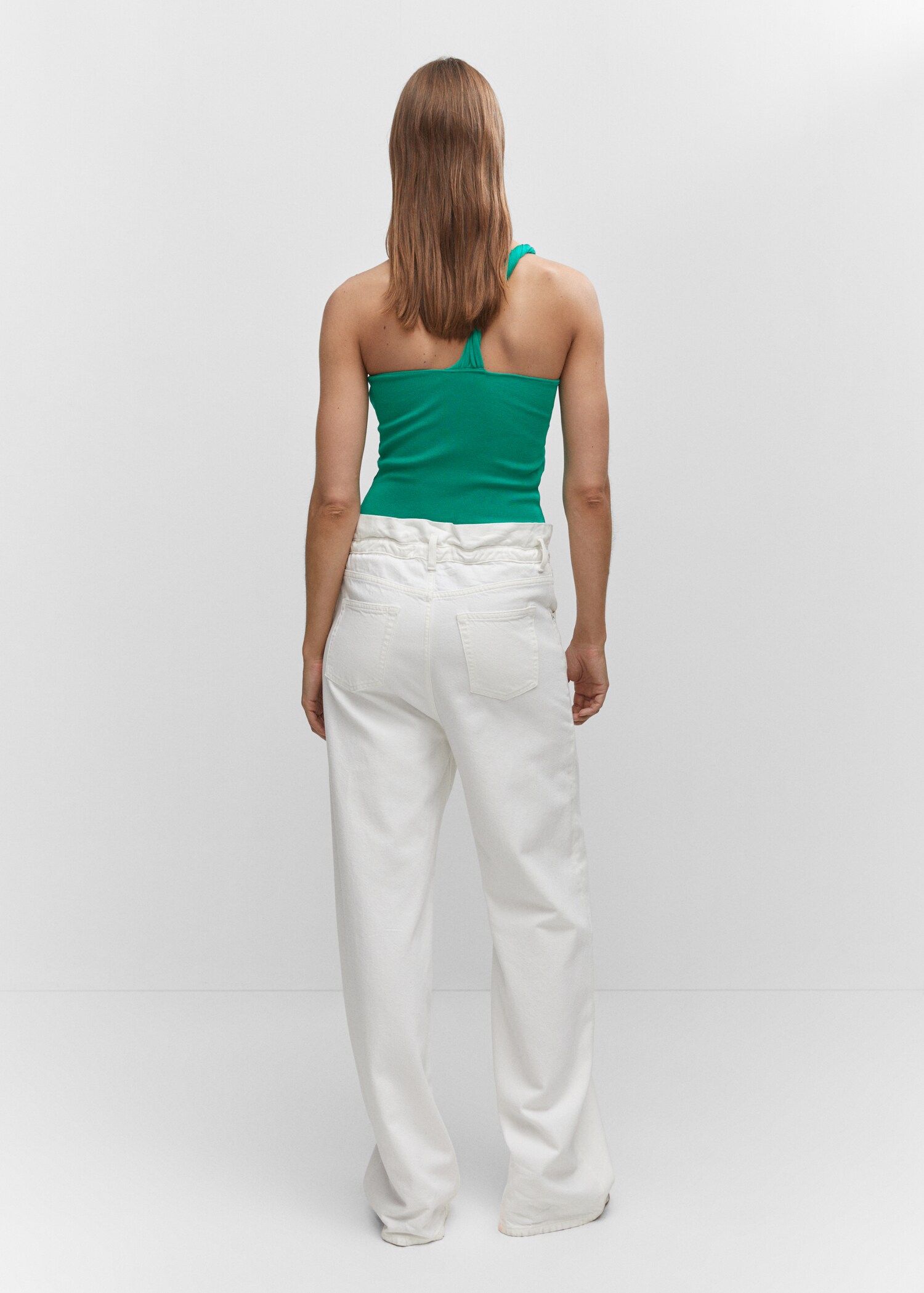 Asymmetrical-neck knitted top - Reverse of the article