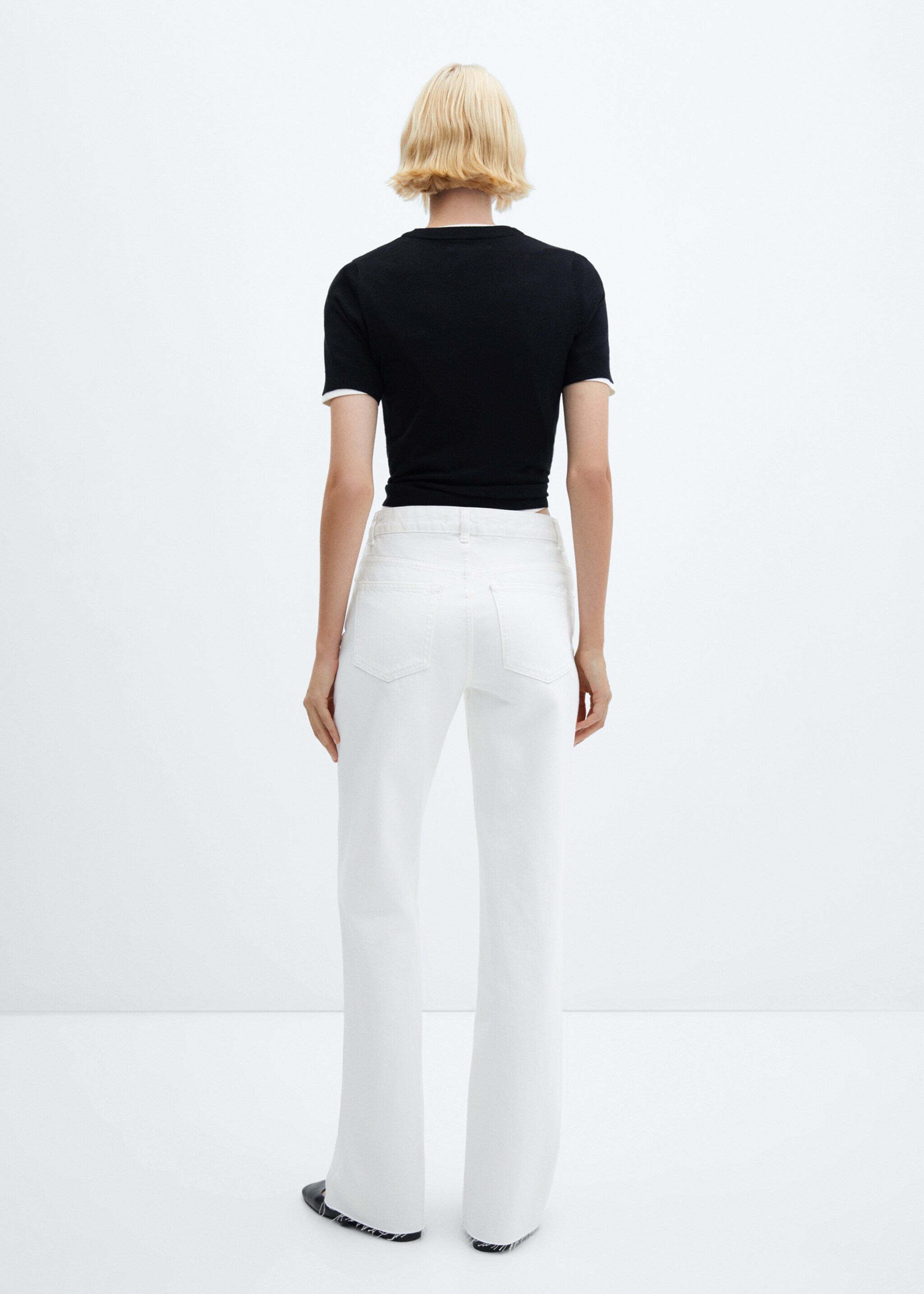 Wide leg mid-rise jeans - Reverse of the article, White. Ref: 57040306-00.