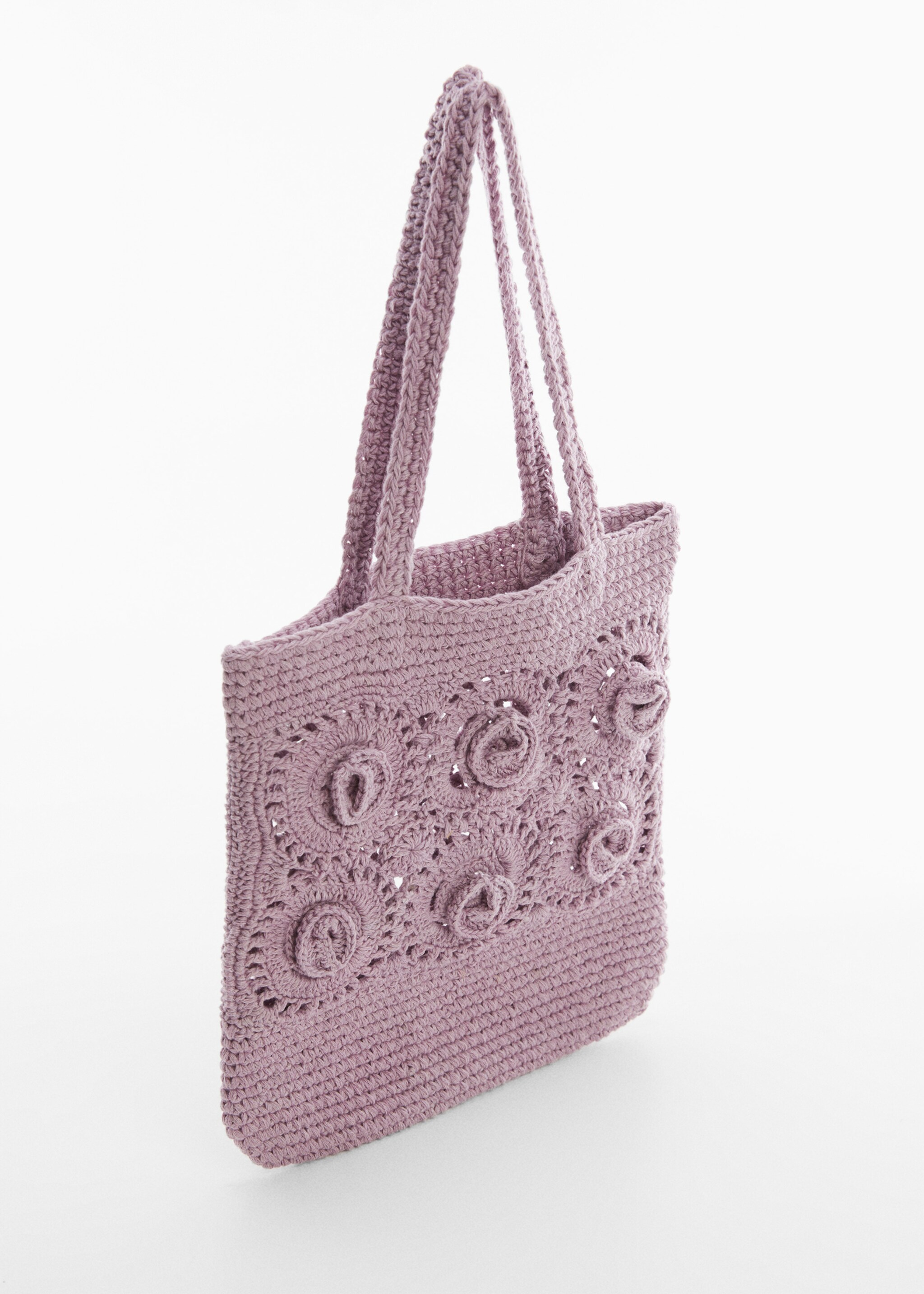 Flowers crochet mini bag - Medium plane, Lilac. Ref: 57040319-00.