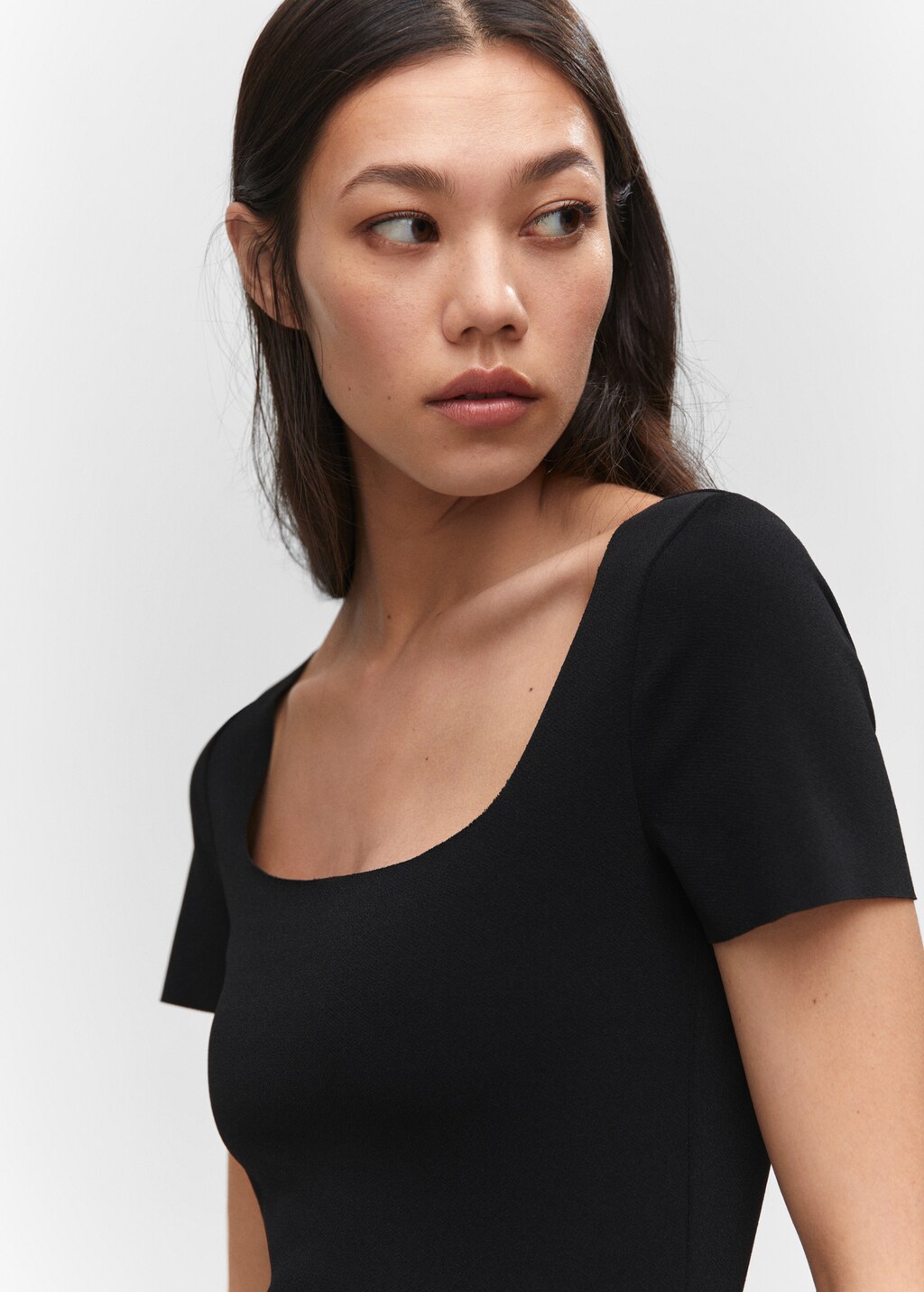 Black low cut midi dress outlet