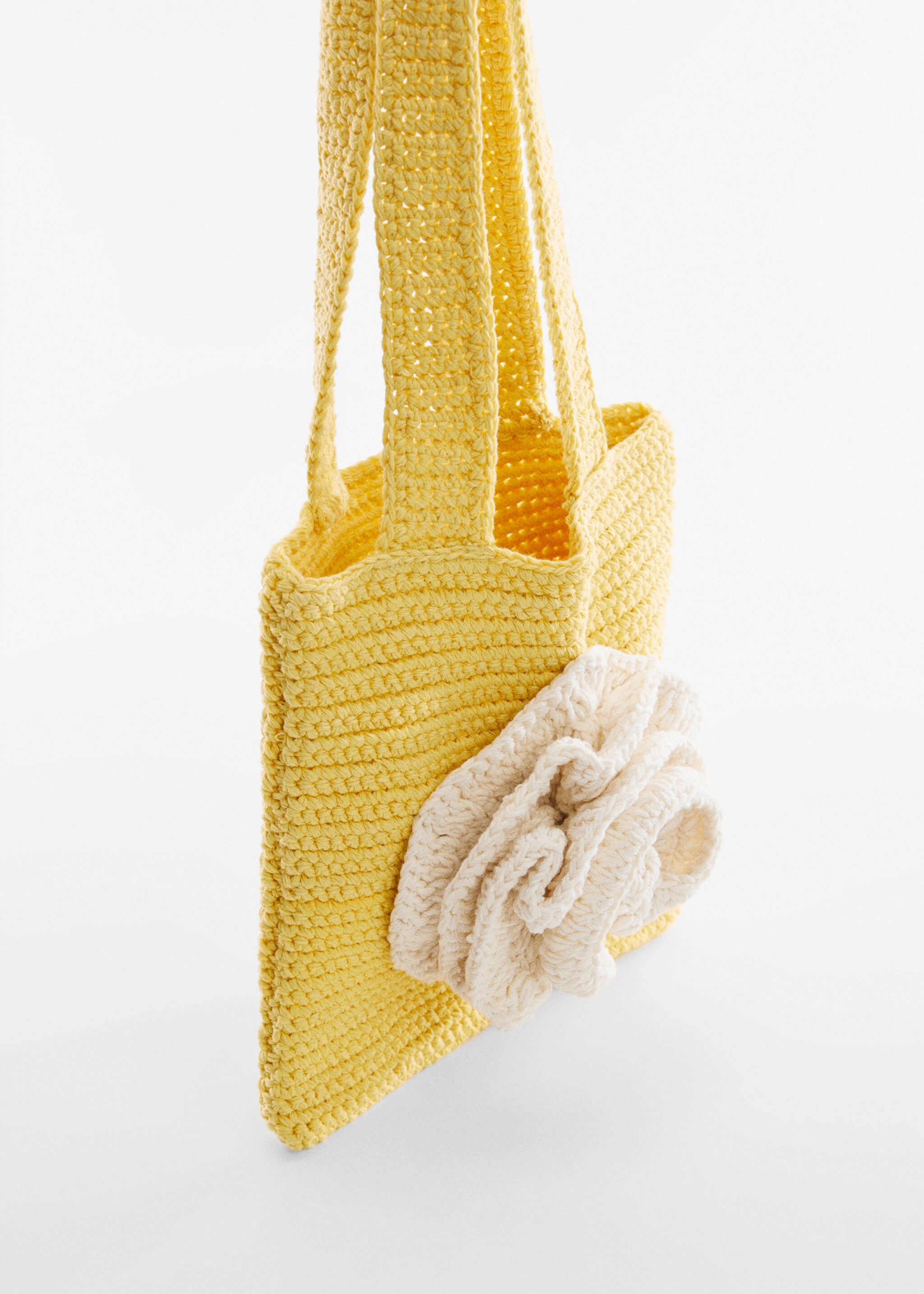 Floral crochet bag - Medium plane, Yellow. Ref: 57040321-00.