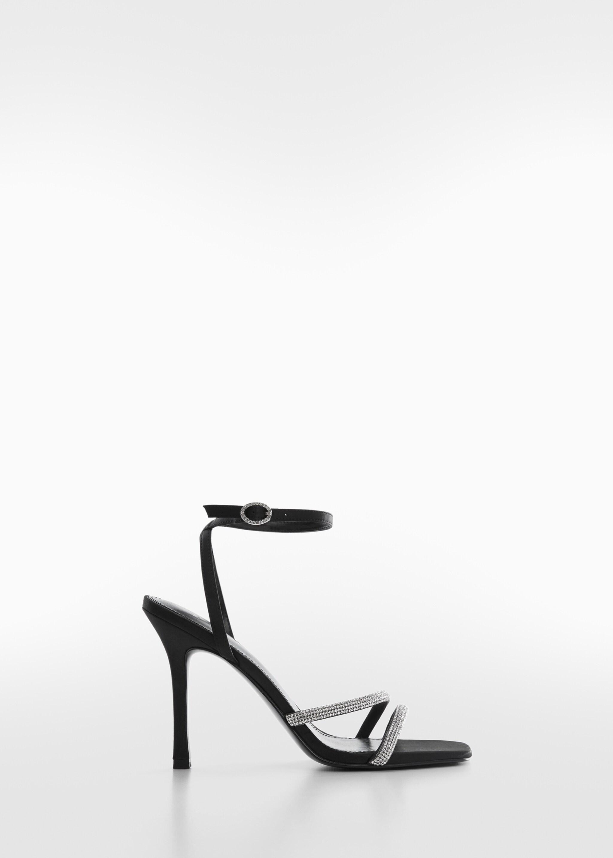 Heeled sandals with rhinestone straps - Article without model, Black. Ref: 57040356-00.