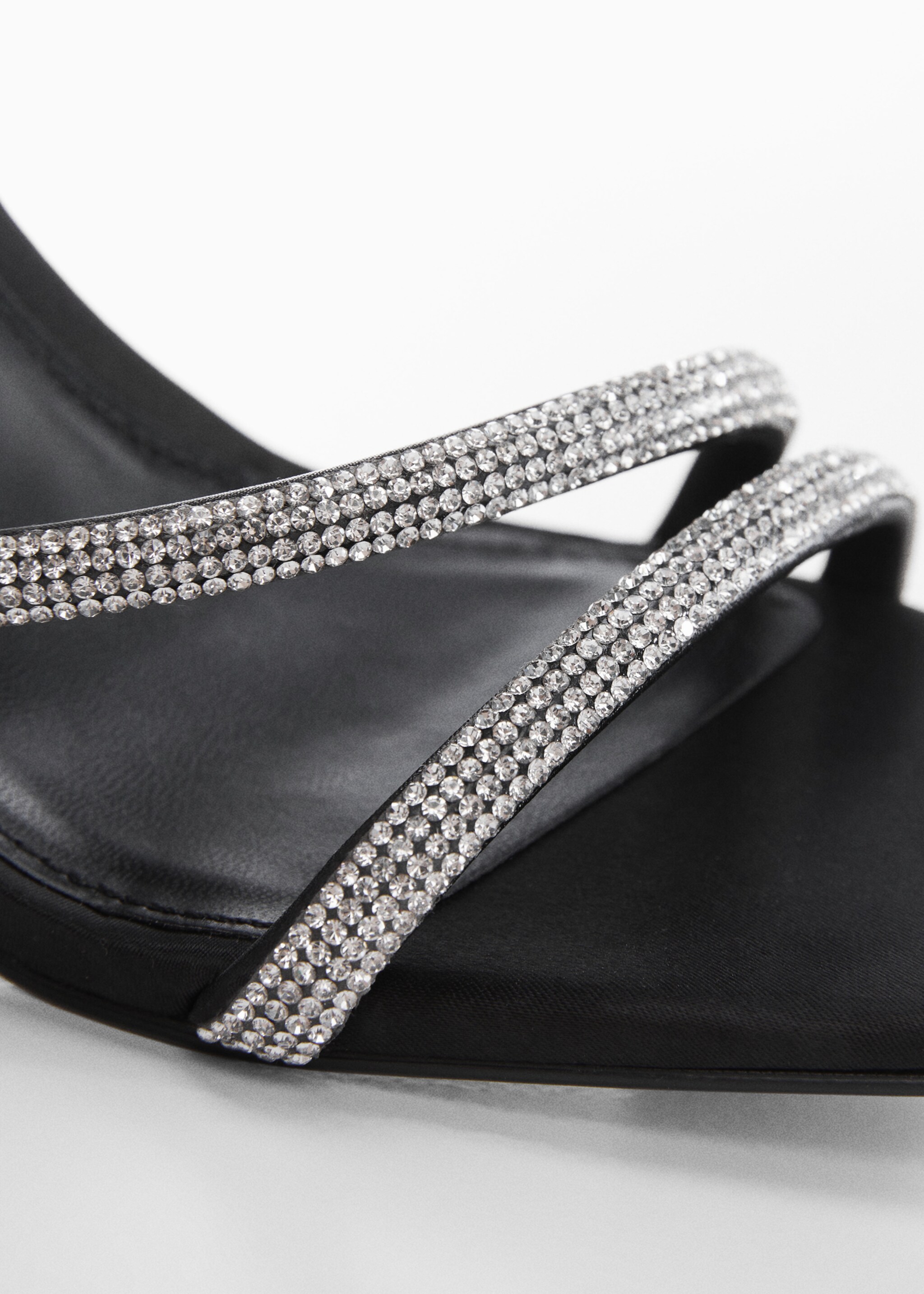 Heeled sandals with rhinestone straps - Details of the article 2, Black. Ref: 57040356-00.