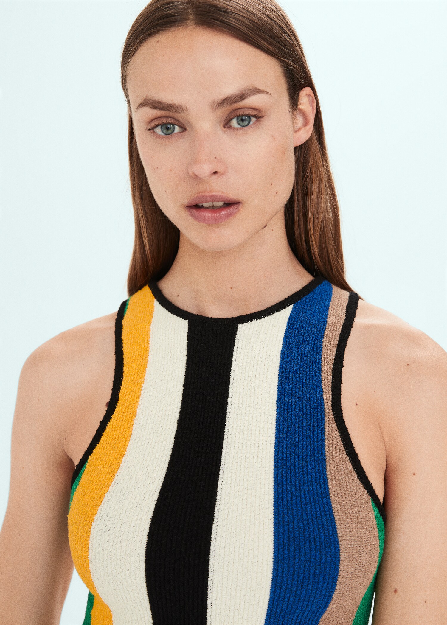 Multi-coloured midi knitted dress - Details of the article 1