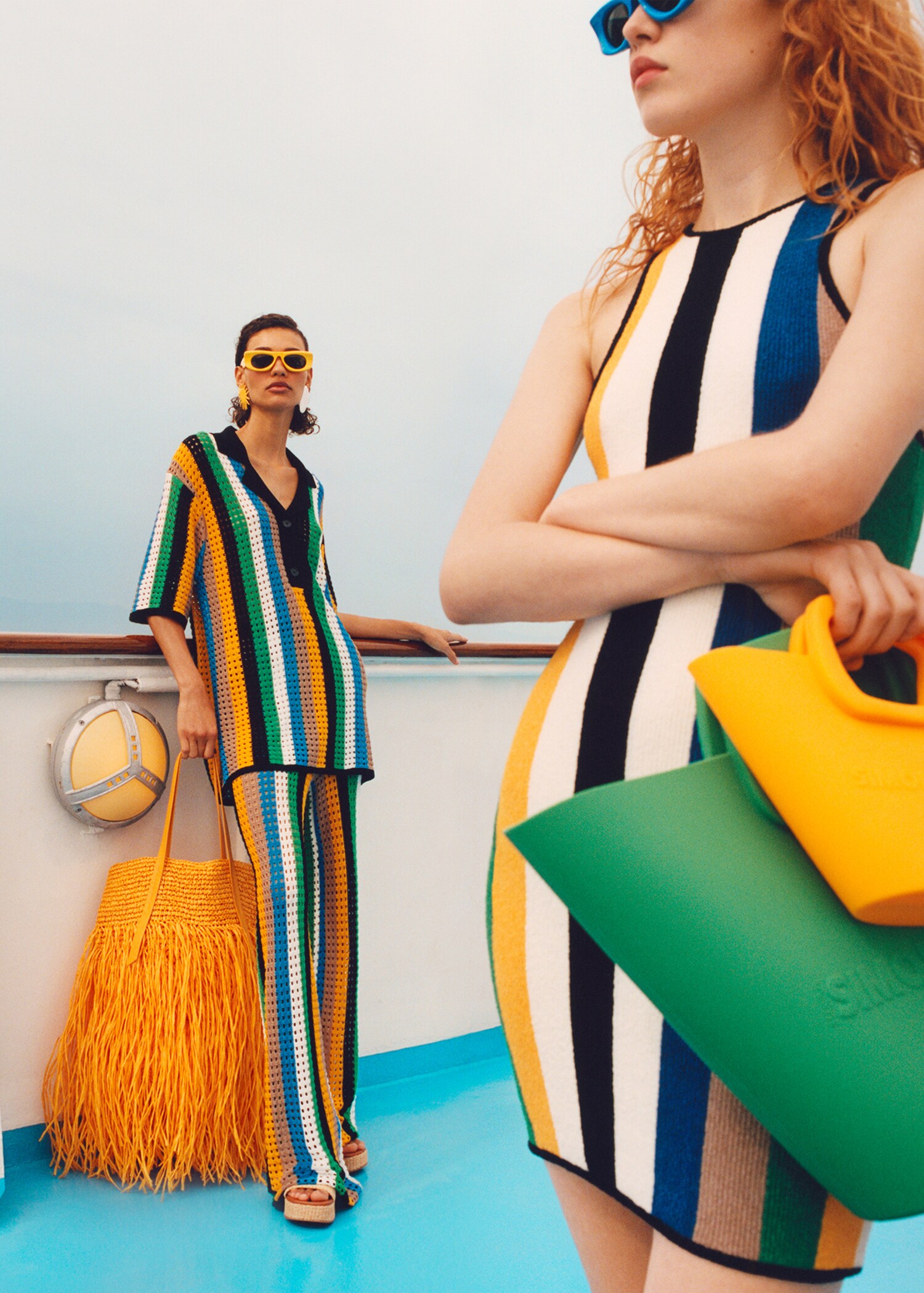 Multi-coloured midi knitted dress - Details of the article 6