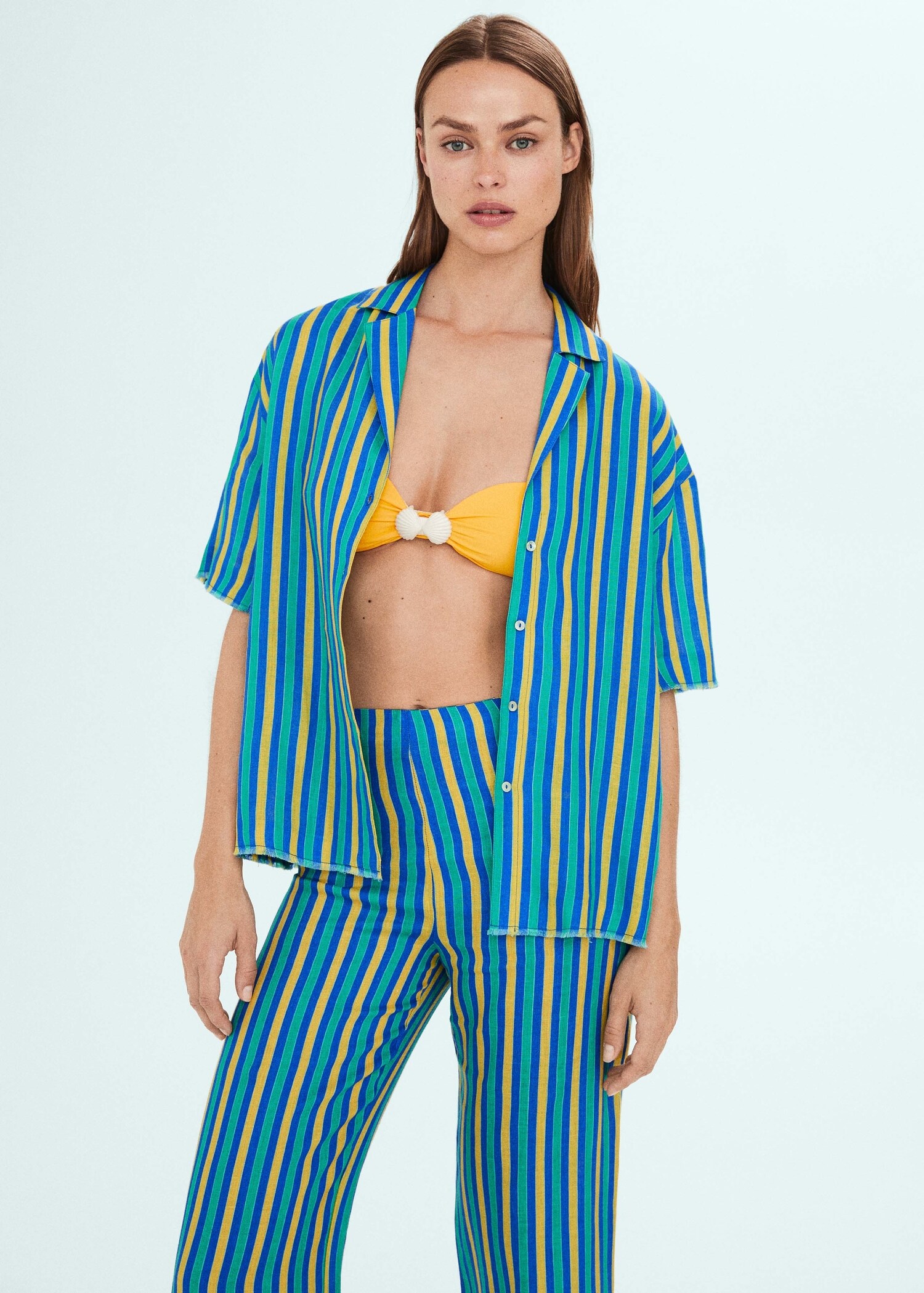 Multi-colored striped linen shirt - Medium plane