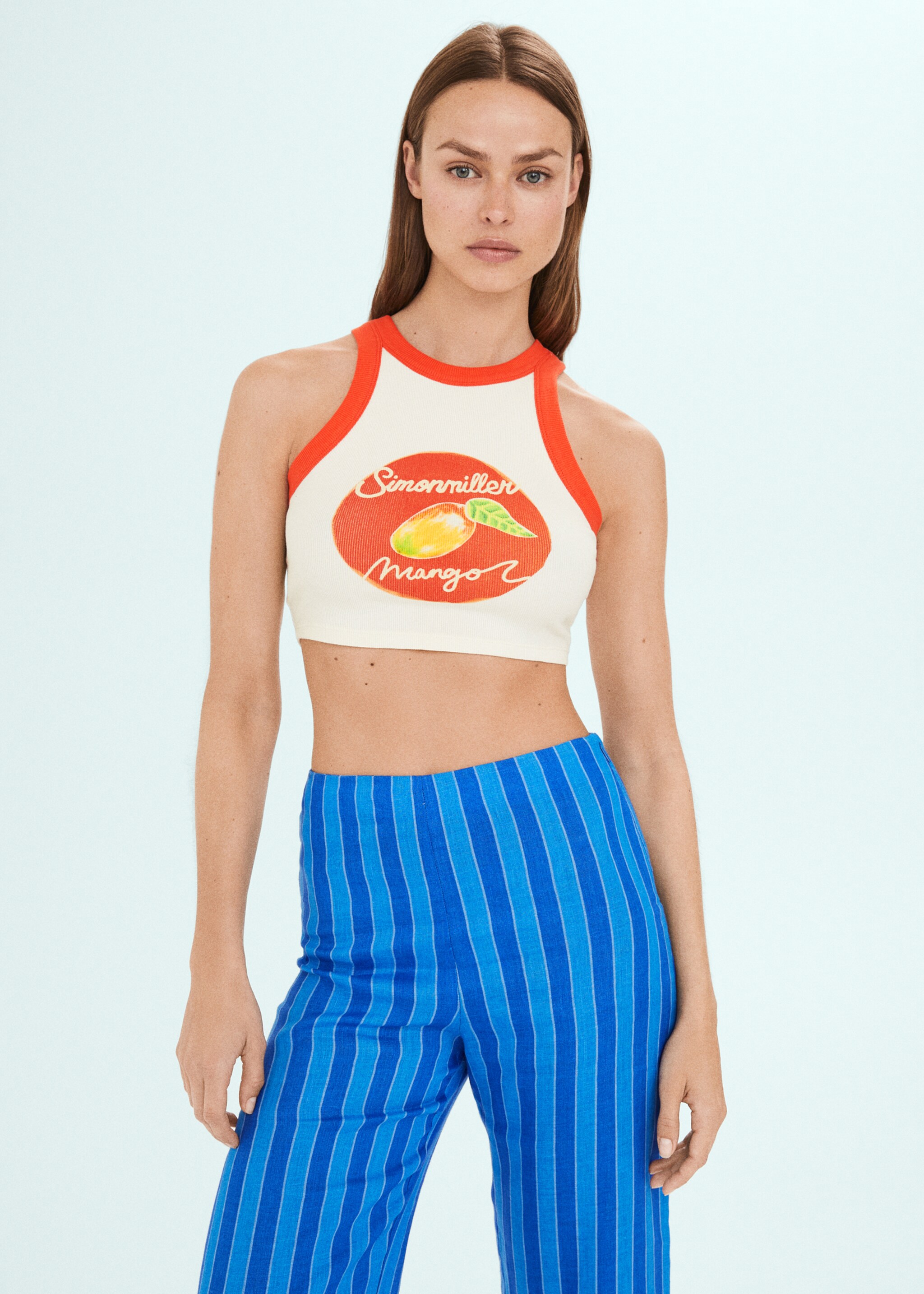 Top crop halter estampado - Plano medio