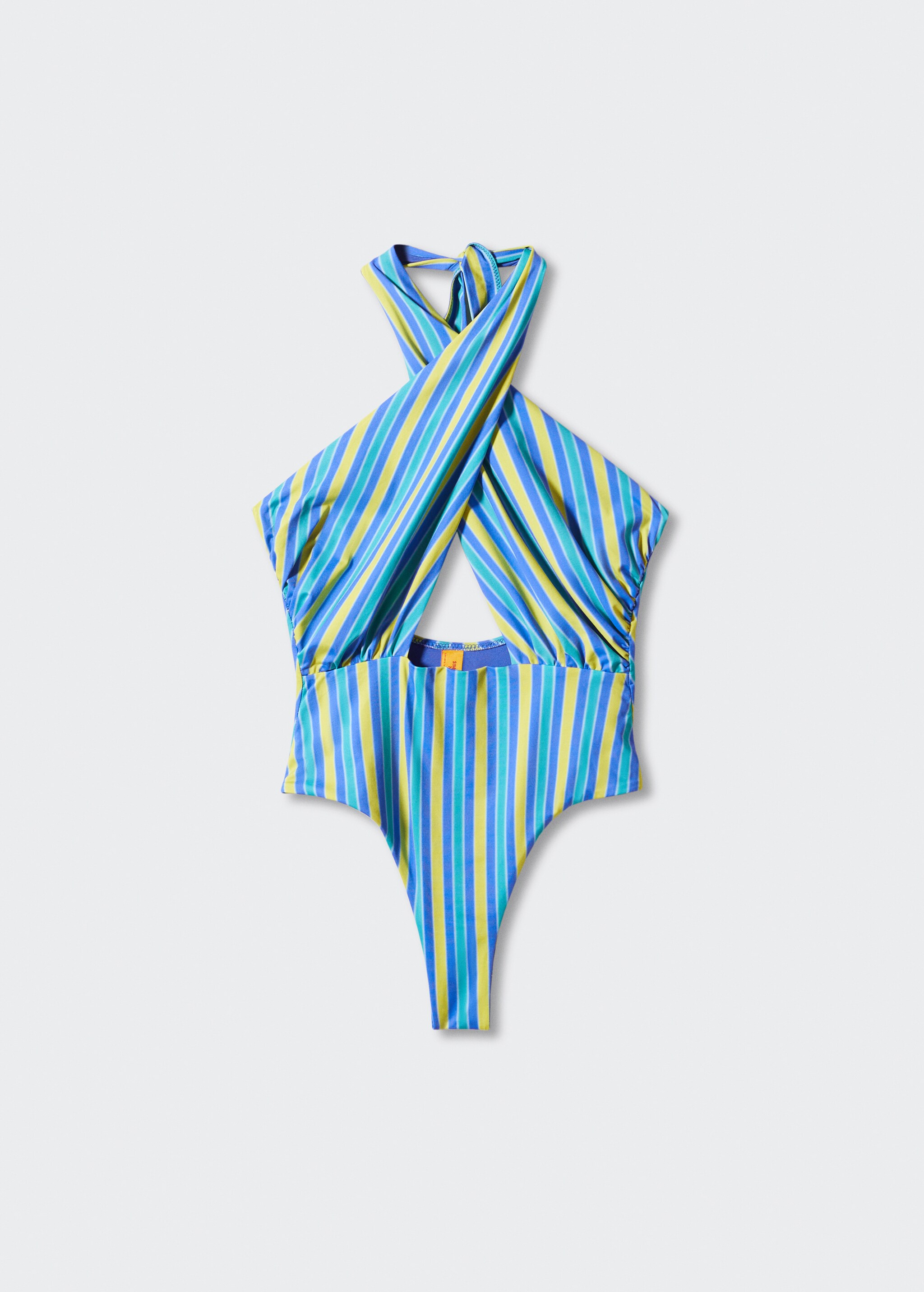 Überkreuzter Badeanzug mit mehrfarbigen Streifen - Artikel ohne Model