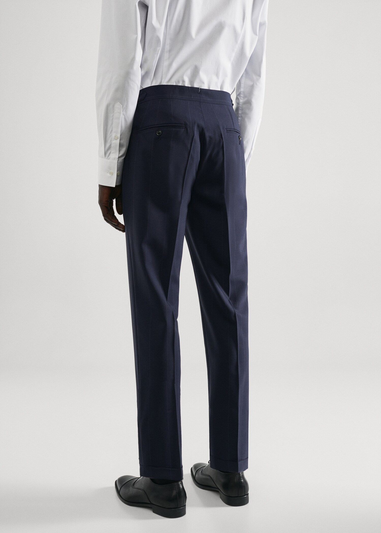Pantalons vestit llana verge ratlles - Revers de l'article