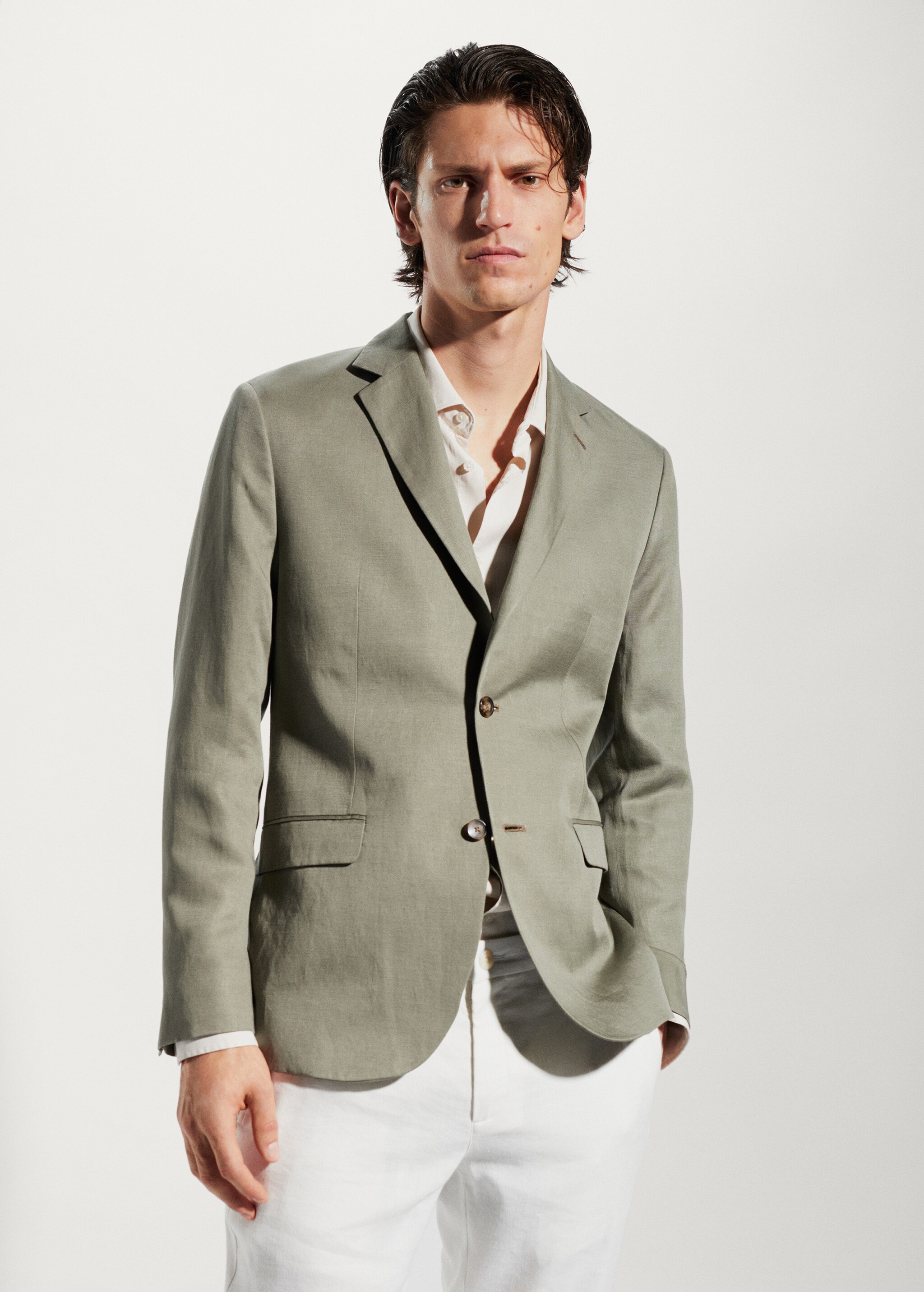 Slim fit linen suit blazer - Medium plane