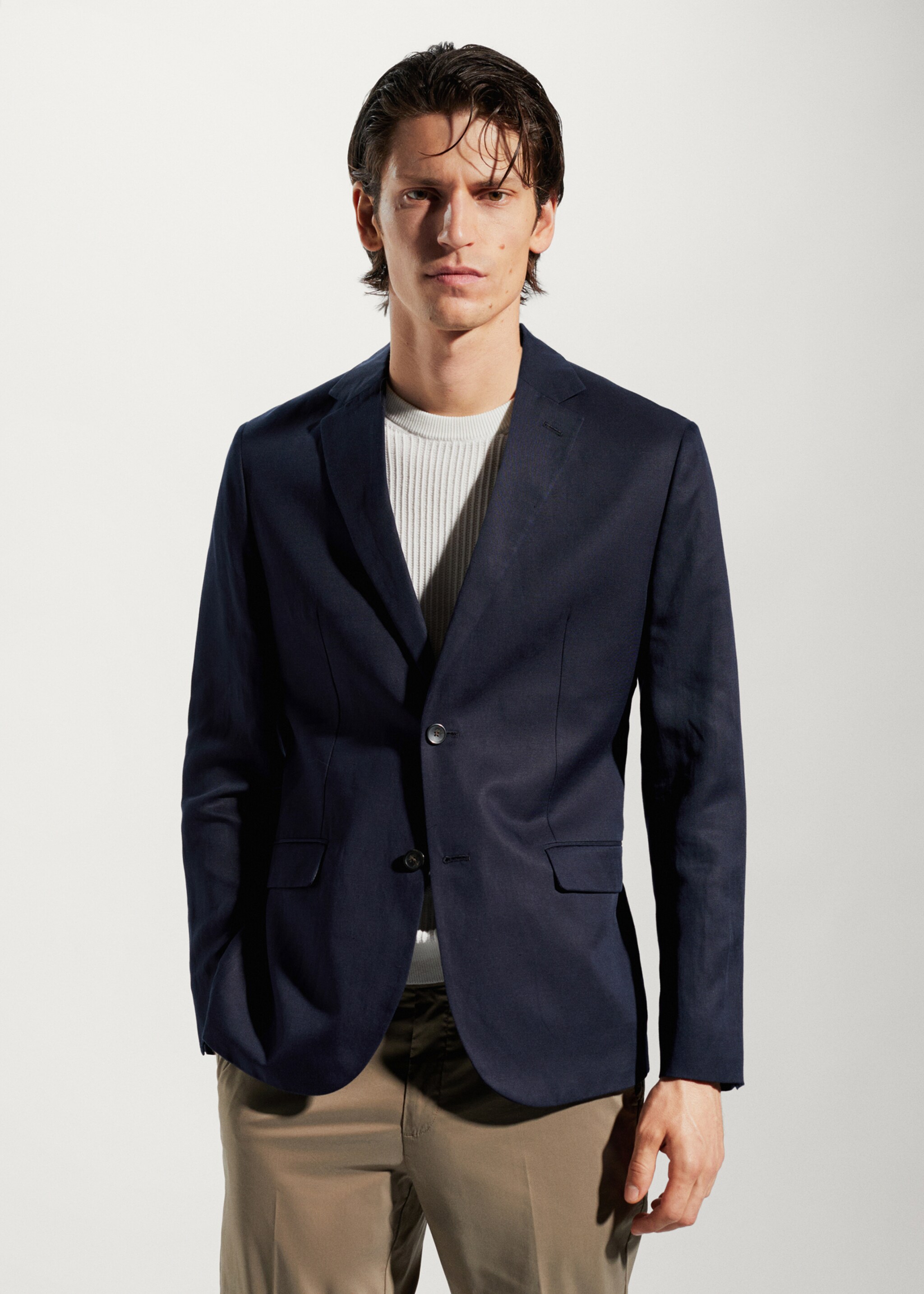 Veste de costume slim fit lin - Plan moyen