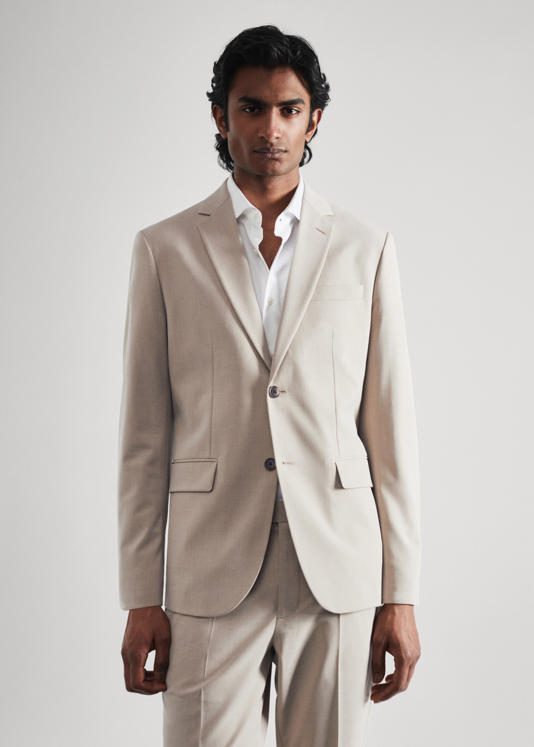 Stretch-fabric slim-fit suit jacket - Medium plane