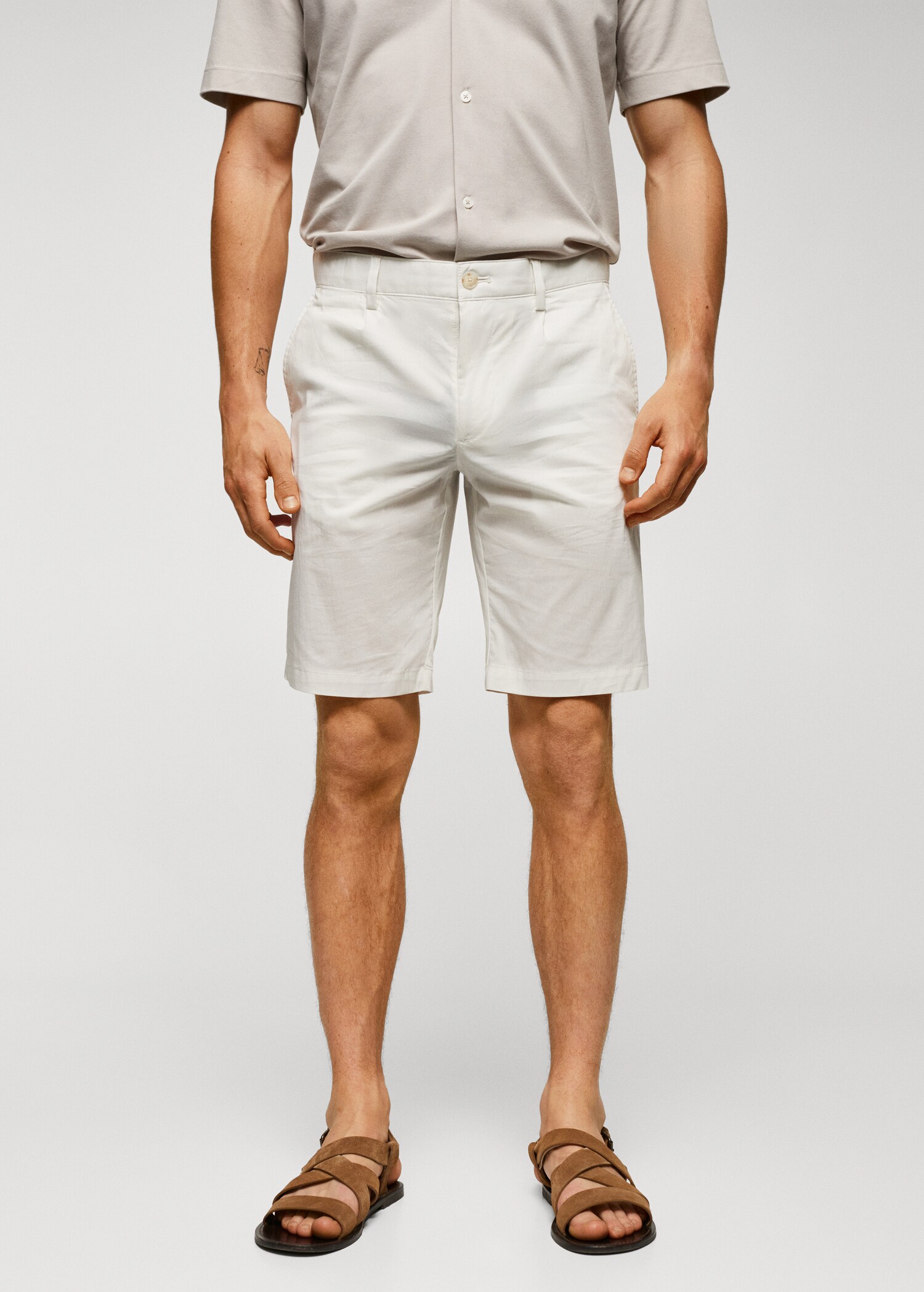 Bermudas algodón pinzas - Plano medio