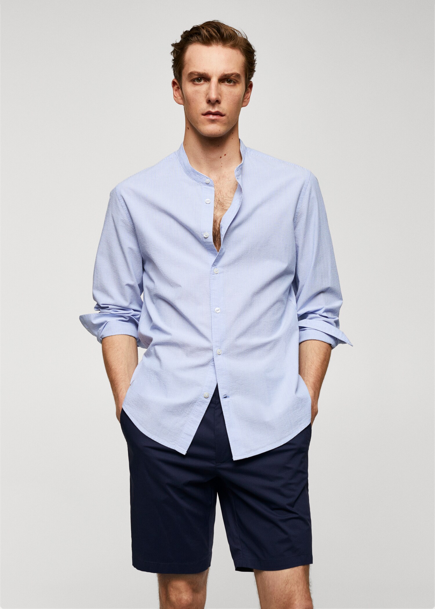 Camisa algodón seersucker mil rayas - Plano medio