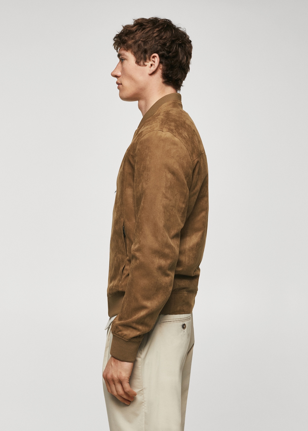 Suede effect bomber jacket